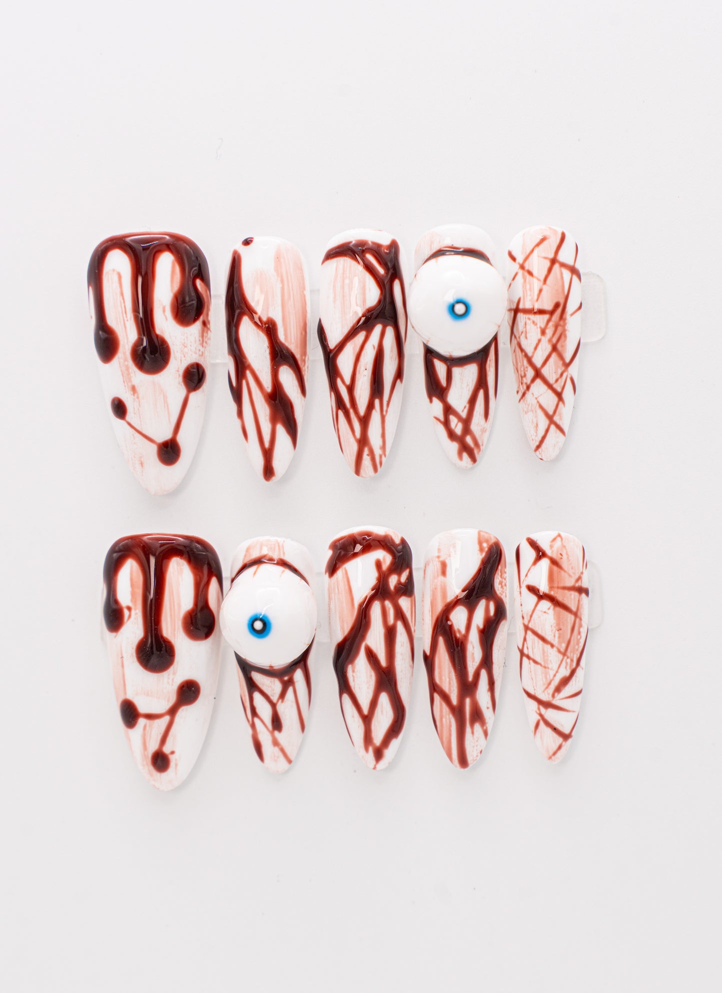Creepy Chic Eyeball and Blood Drip Press-on Nail|Glue Nails|Nail Art|False Nails|Elegant Nails|Summer Sale|Fancy Event Nails|Trendy Nails