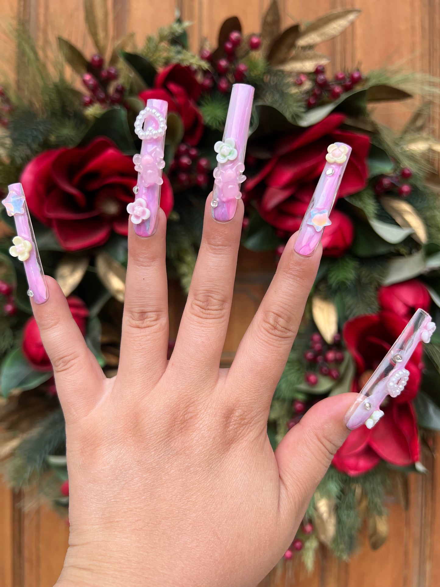 Pastel Spring Garden Press-on Nail|Glue Nails|Nail Art|False Nails|Elegant Nails|Summer Sale|Fancy Event Nails|Trendy Nails