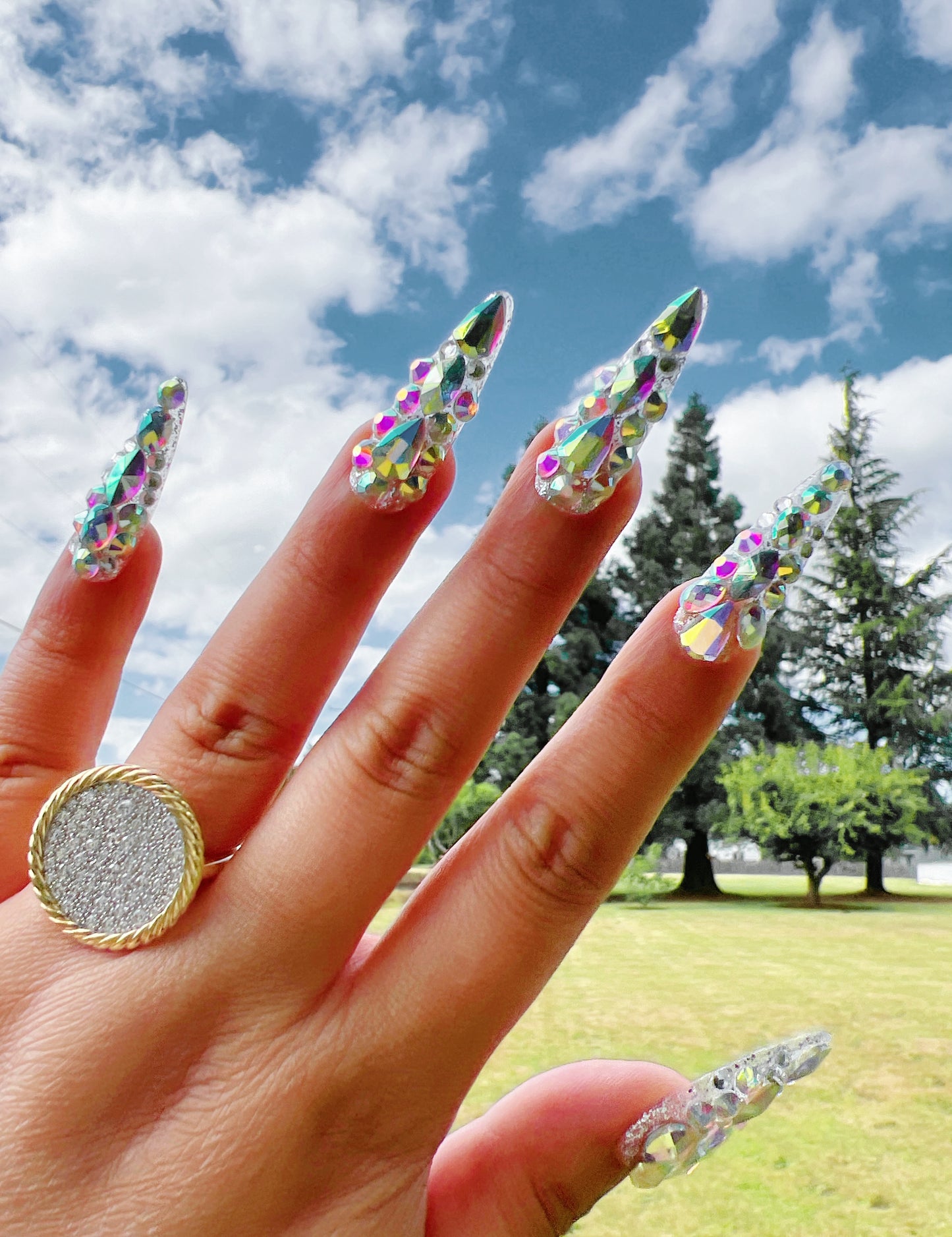 Holographic Stiletto Press-on Nail|Glue Nails|Nail Art|False Nails|Elegant Nails|Summer Sale|Fancy Event Nails|Trendy Nails
