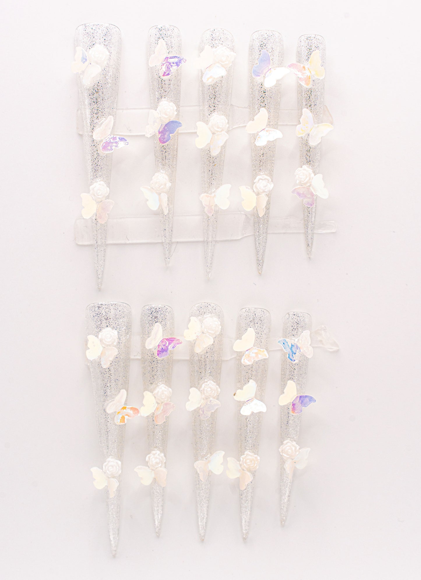 Butterfly Garden Press-on Nail|Glue Nails|Nail Art|False Nails|Elegant Nails|Summer Sale|Fancy Event Nails|Trendy Nails