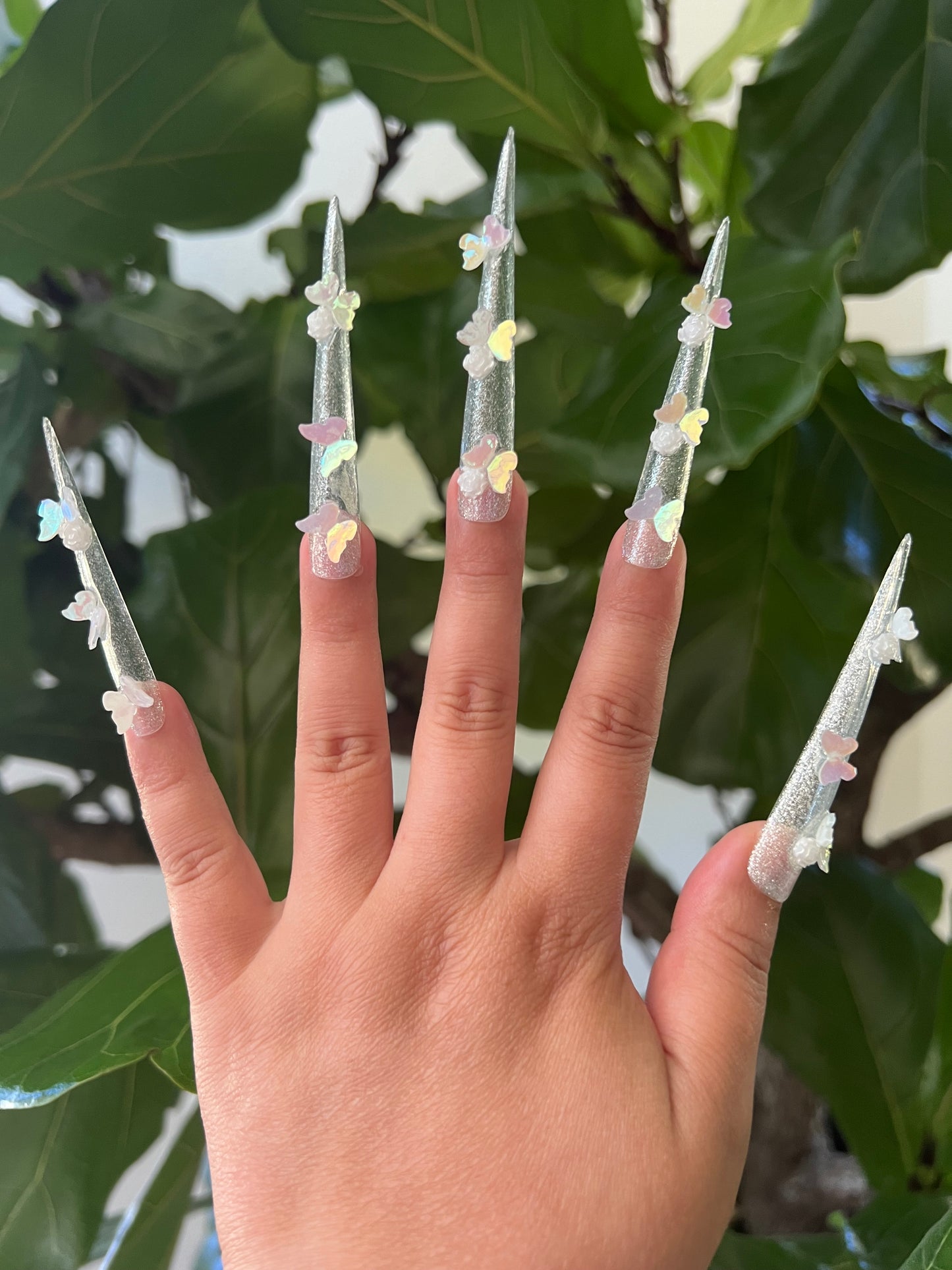 Butterfly Garden Press-on Nail|Glue Nails|Nail Art|False Nails|Elegant Nails|Summer Sale|Fancy Event Nails|Trendy Nails