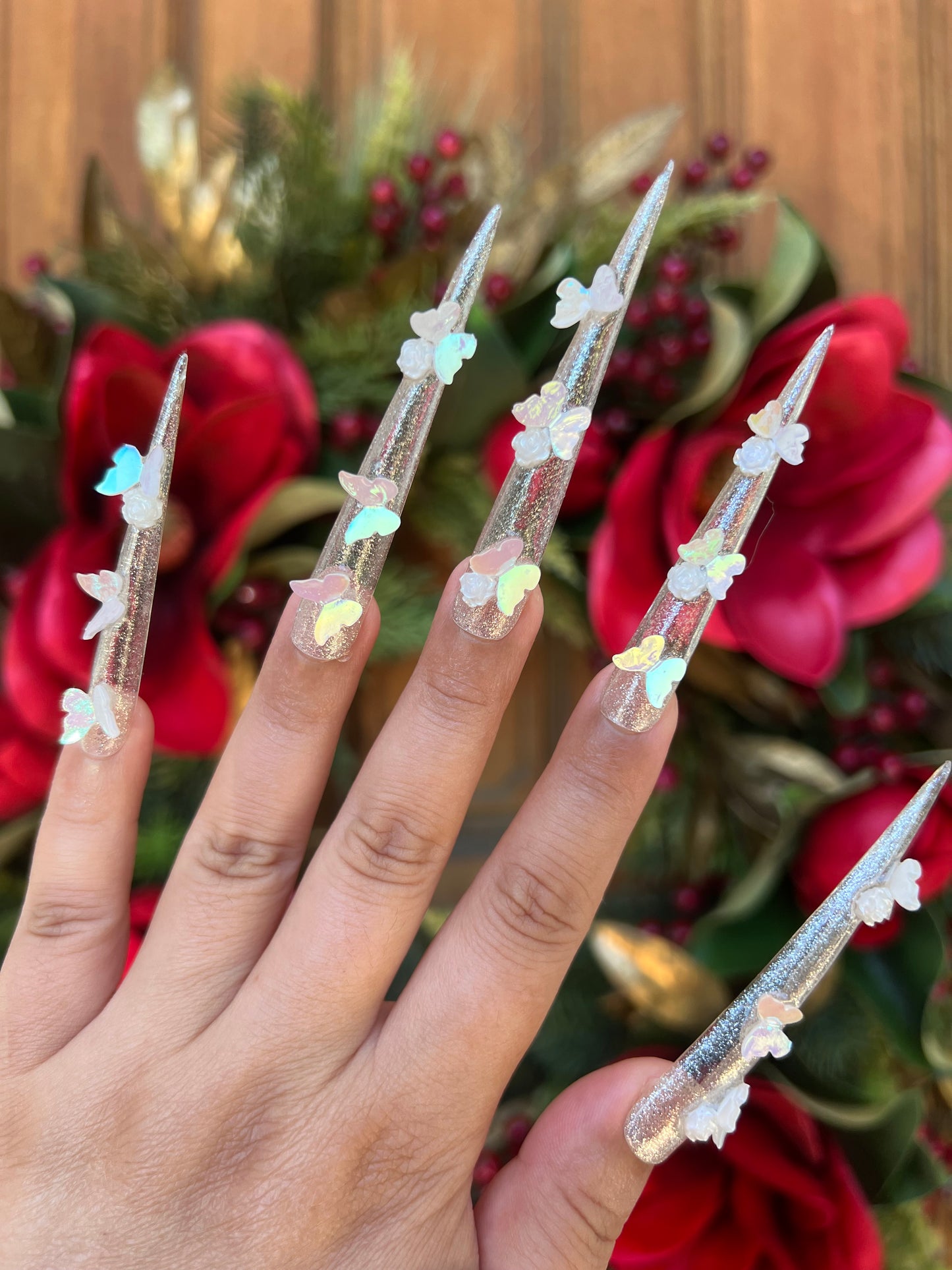 Butterfly Garden Press-on Nail|Glue Nails|Nail Art|False Nails|Elegant Nails|Summer Sale|Fancy Event Nails|Trendy Nails