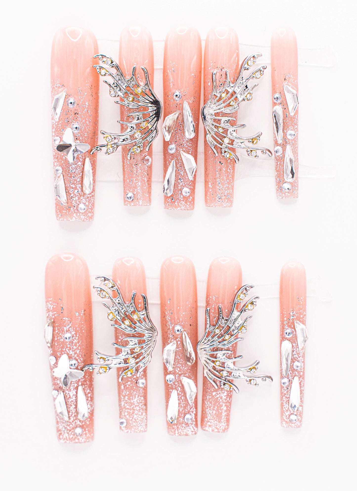 Enchanted Sparkle Wing Press-on Nail|Glue Nails|Nail Art|False Nails|Elegant Nails|Summer Sale|Fancy Event Nails|Trendy Nails