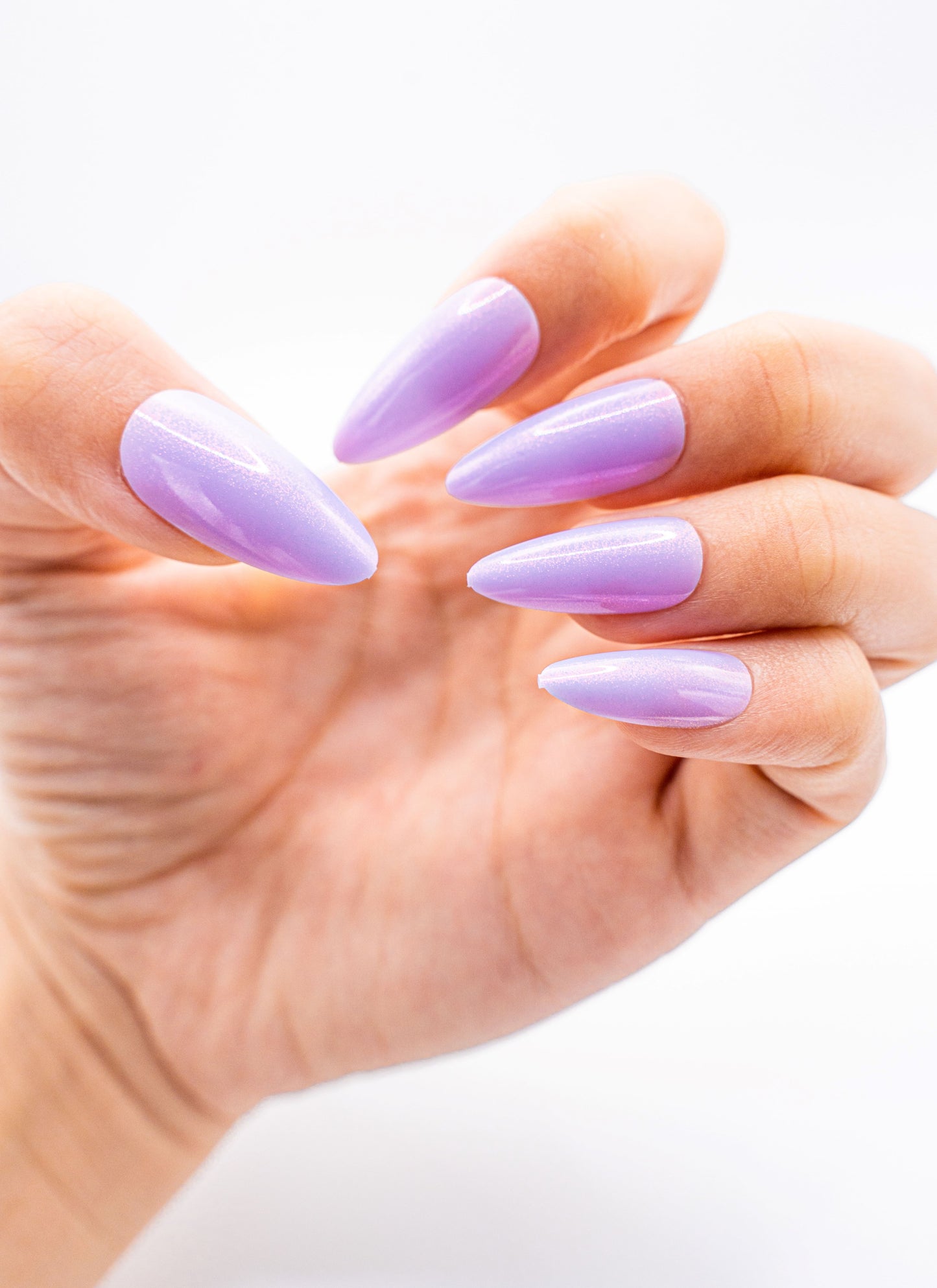 Close up image, Lavender Shimmer Press-On Nails - Holographic Glitter Finish | Must-Have Accessory