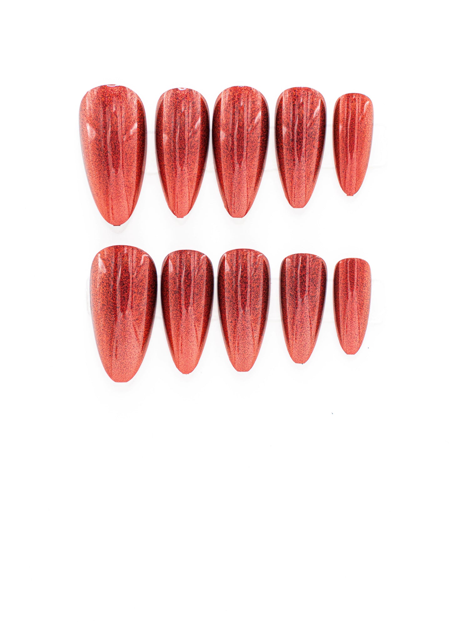Siren Red Metallic Press-on Nail|Glue Nails|Nail Art|False Nails|Elegant Nails|Summer Sale|Fancy Event Nails|Trendy Nails