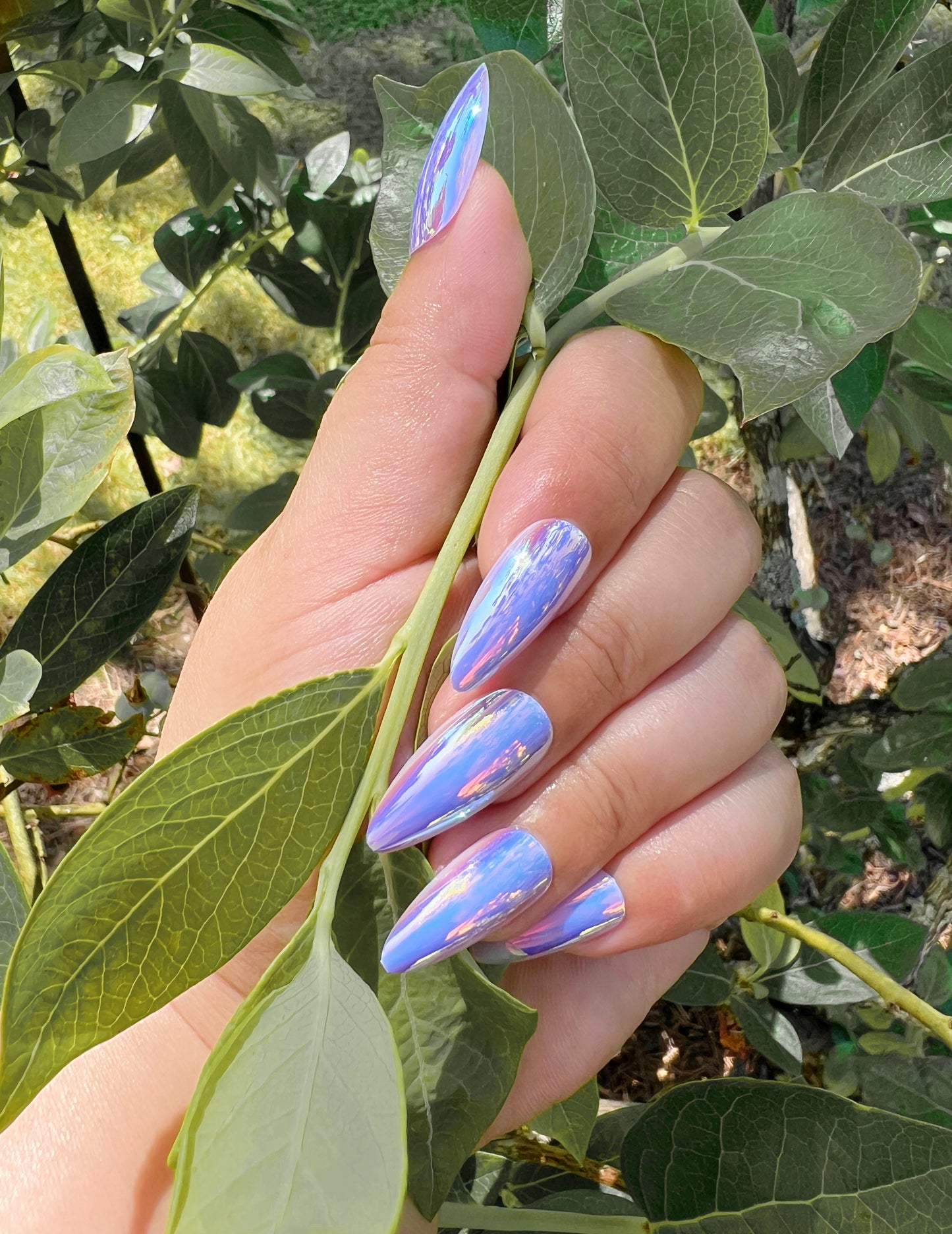 Lavender Holographic Press-on Nail|Glue Nails|Nail Art|False Nails|Elegant Nails|Summer Sale|Fancy Event Nails|Trendy Nails