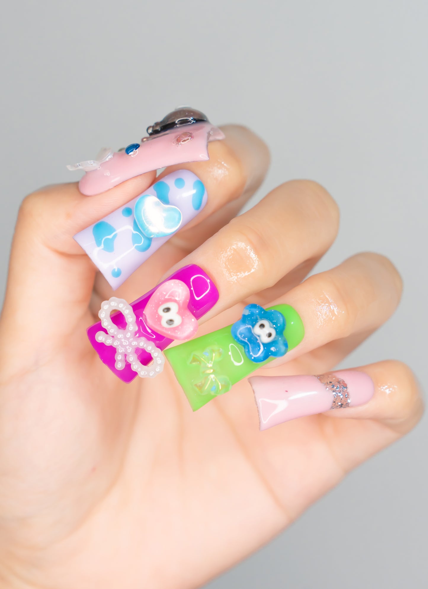 Colorful Charms Duck Nails | Cute 3D Duck Press On False Nails | Kawaii Character Fall Nail Art & Designs