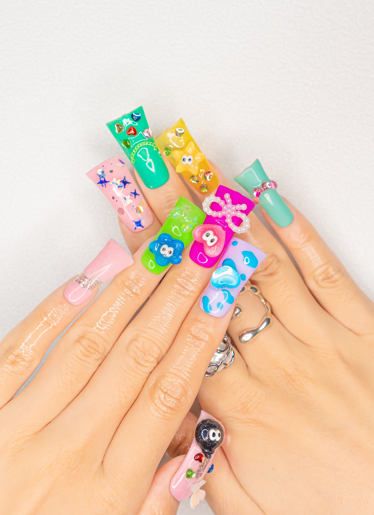 Colorful Charms Duck Nails | Cute 3D Duck Press On False Nails | Kawaii Character Fall Nail Art & Designs