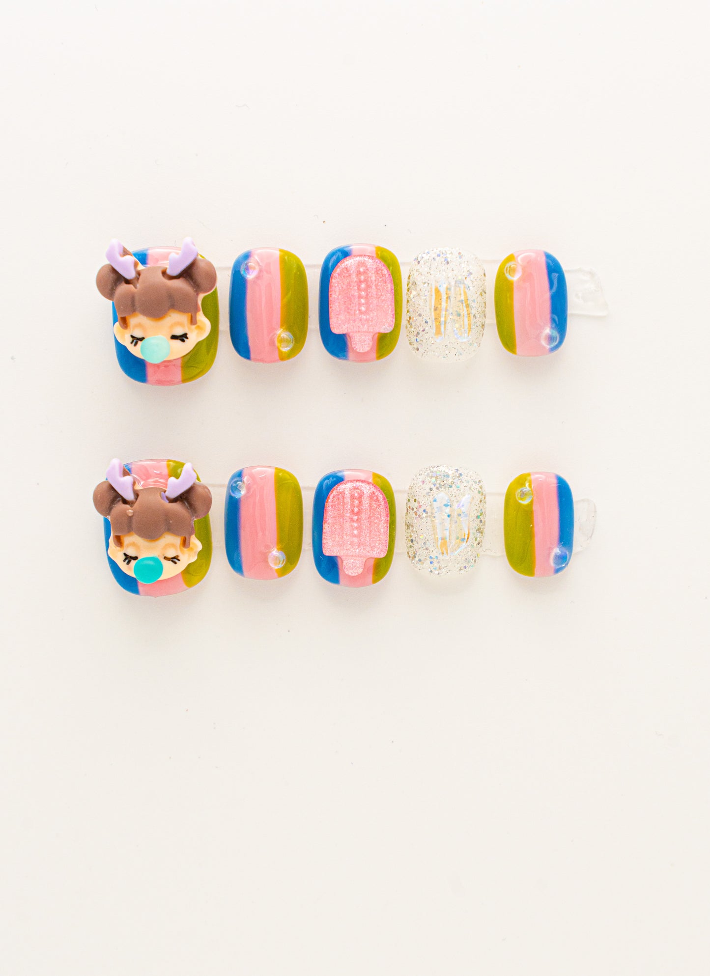 Little Princesses and Popsicles Press-on Nail|Glue Nails|Nail Art|False Nails|Elegant Nails|Summer Sale|Fancy Event Nails|Trendy Nails