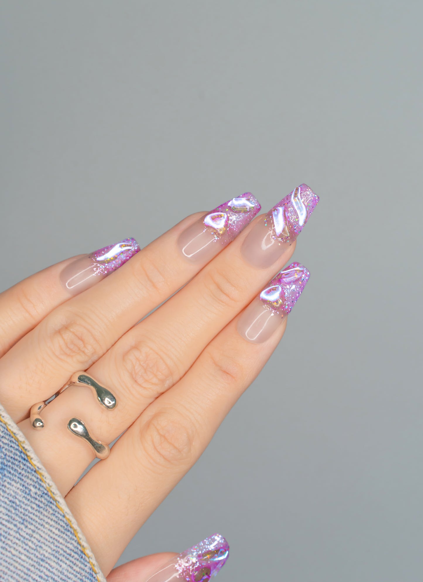 Stardust Sparkle Press on Nails | Luxury Press on Nails | Jelly Nails | Y2K Nails | Reusable Nails | Abstract Nails|Galactic Gleam Press Ons
