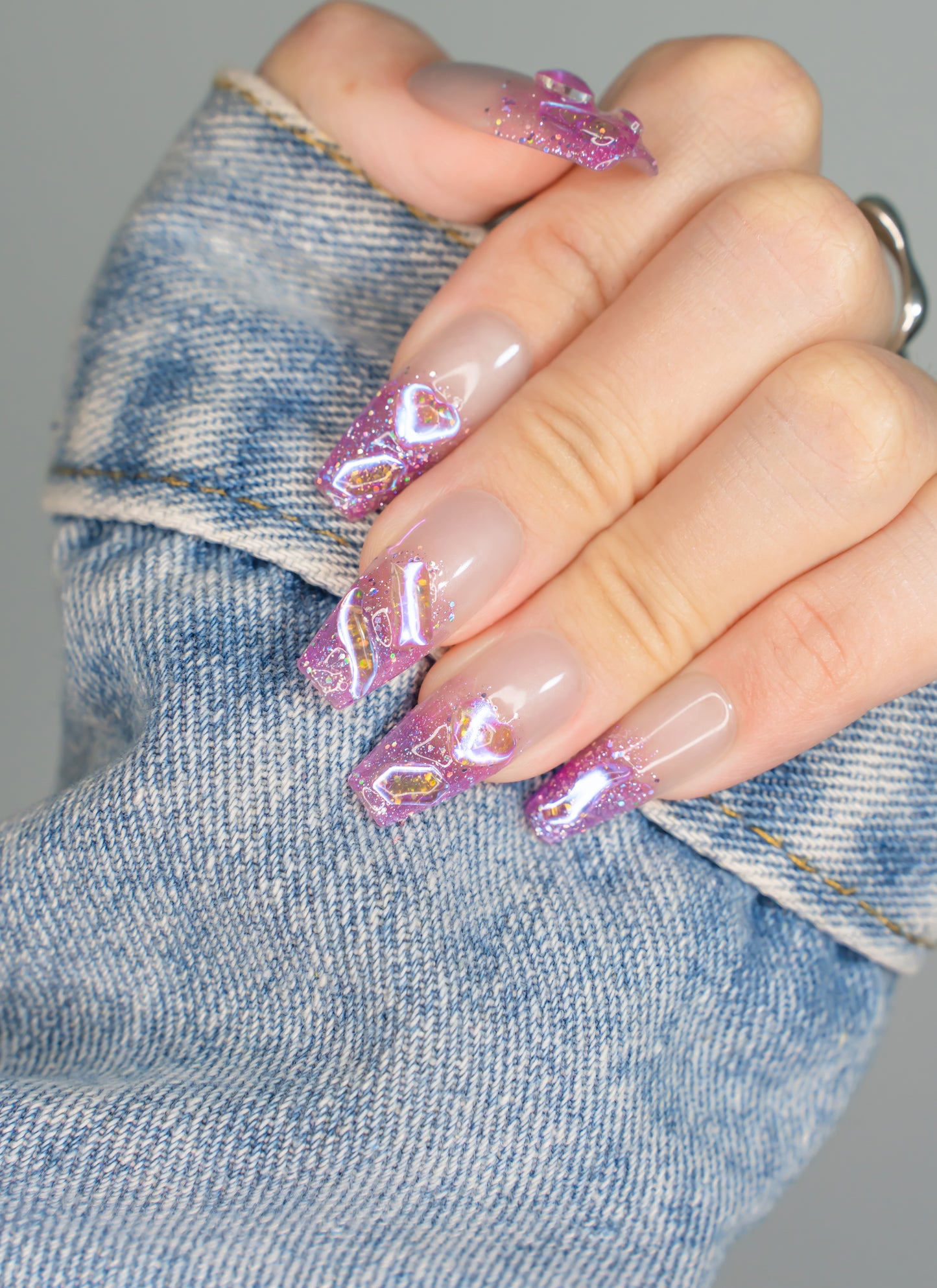 Stardust Sparkle Press on Nails | Luxury Press on Nails | Jelly Nails | Y2K Nails | Reusable Nails | Abstract Nails|Galactic Gleam Press Ons