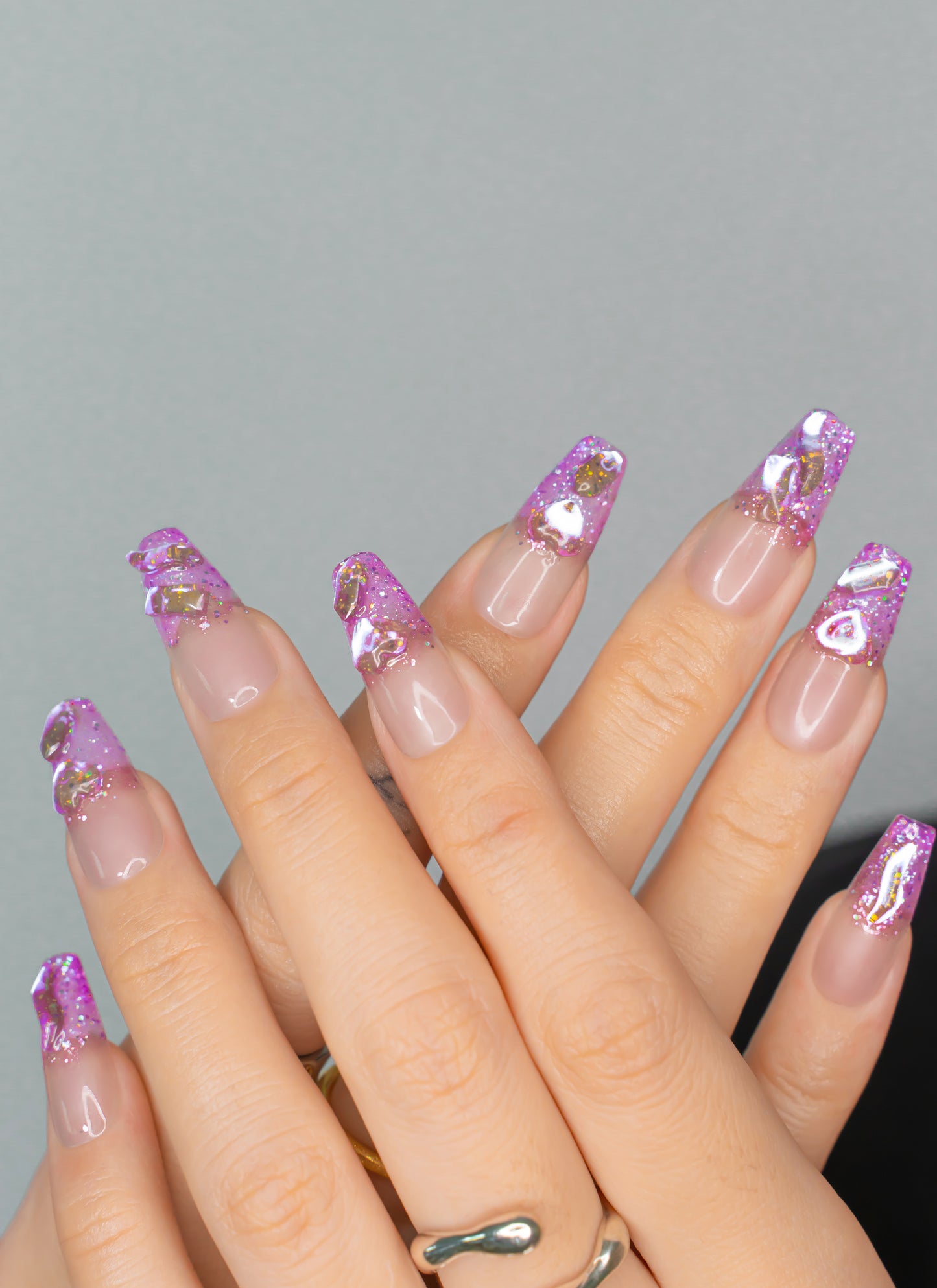 Stardust Sparkle Press on Nails | Luxury Press on Nails | Jelly Nails | Y2K Nails | Reusable Nails | Abstract Nails|Galactic Gleam Press Ons