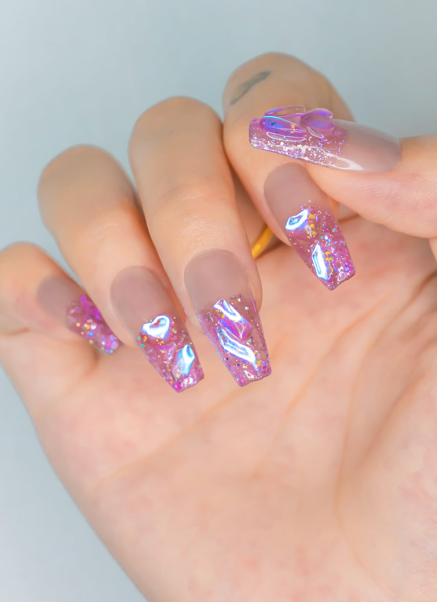 Stardust Sparkle Press on Nails | Luxury Press on Nails | Jelly Nails | Y2K Nails | Reusable Nails | Abstract Nails|Galactic Gleam Press Ons