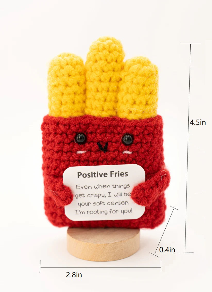 Cute Handmade Positive Crochet Potato with Stand, Positive Desk Buddies, Handmade Cute Pick-Me-Up Gift, Mental Health Support Gag Gift