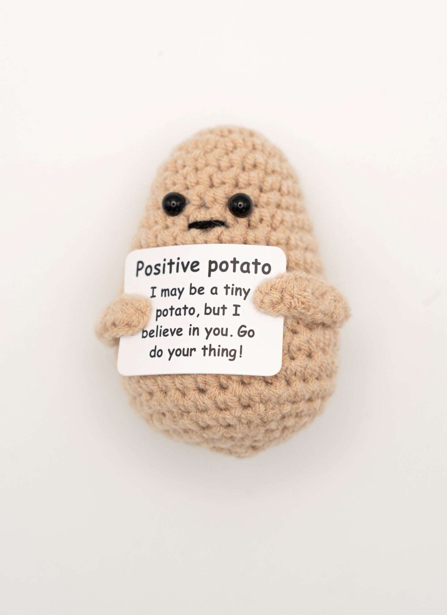 Cute Handmade Positive Crochet Potato with Stand, Positive Desk Buddies, Handmade Cute Pick-Me-Up Gift, Mental Health Support Gag Gift
