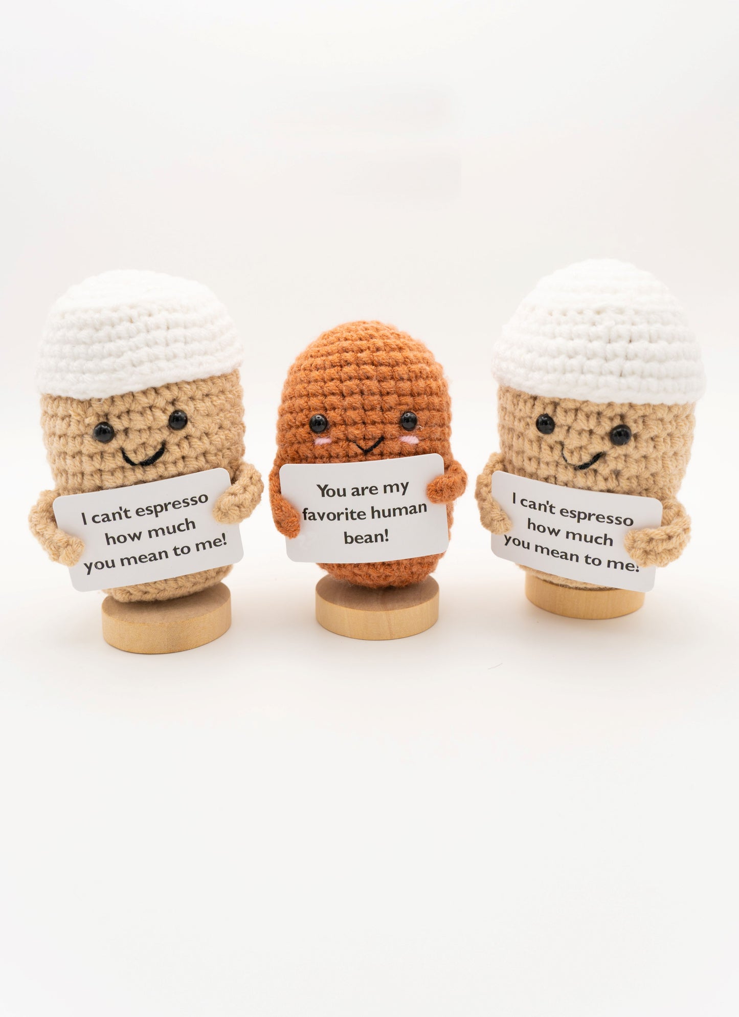 Favorite Human Bean Gift with Stand, Positive Crochet Desk Buddies, Cute Motivational Figurines, Cheer Up Gifts, Small Gag Office Gifts