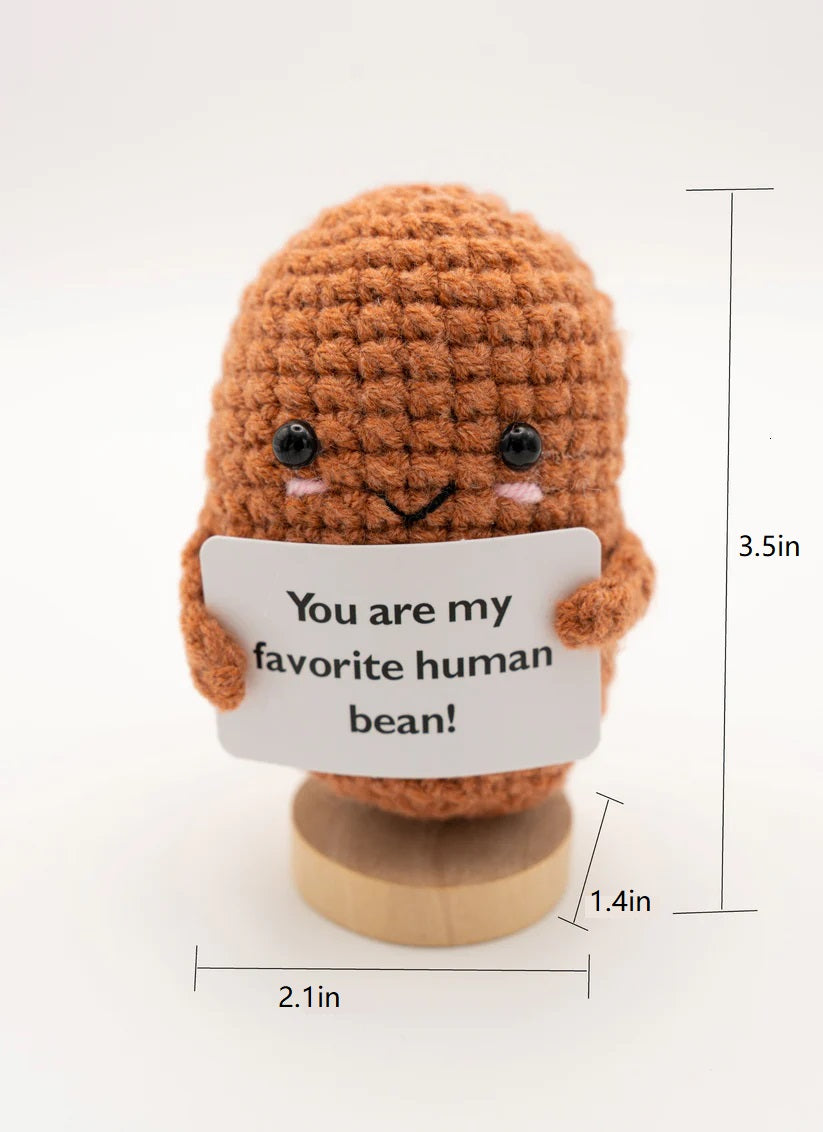 Favorite Human Bean Gift with Stand, Positive Crochet Desk Buddies, Cute Motivational Figurines, Cheer Up Gifts, Small Gag Office Gifts