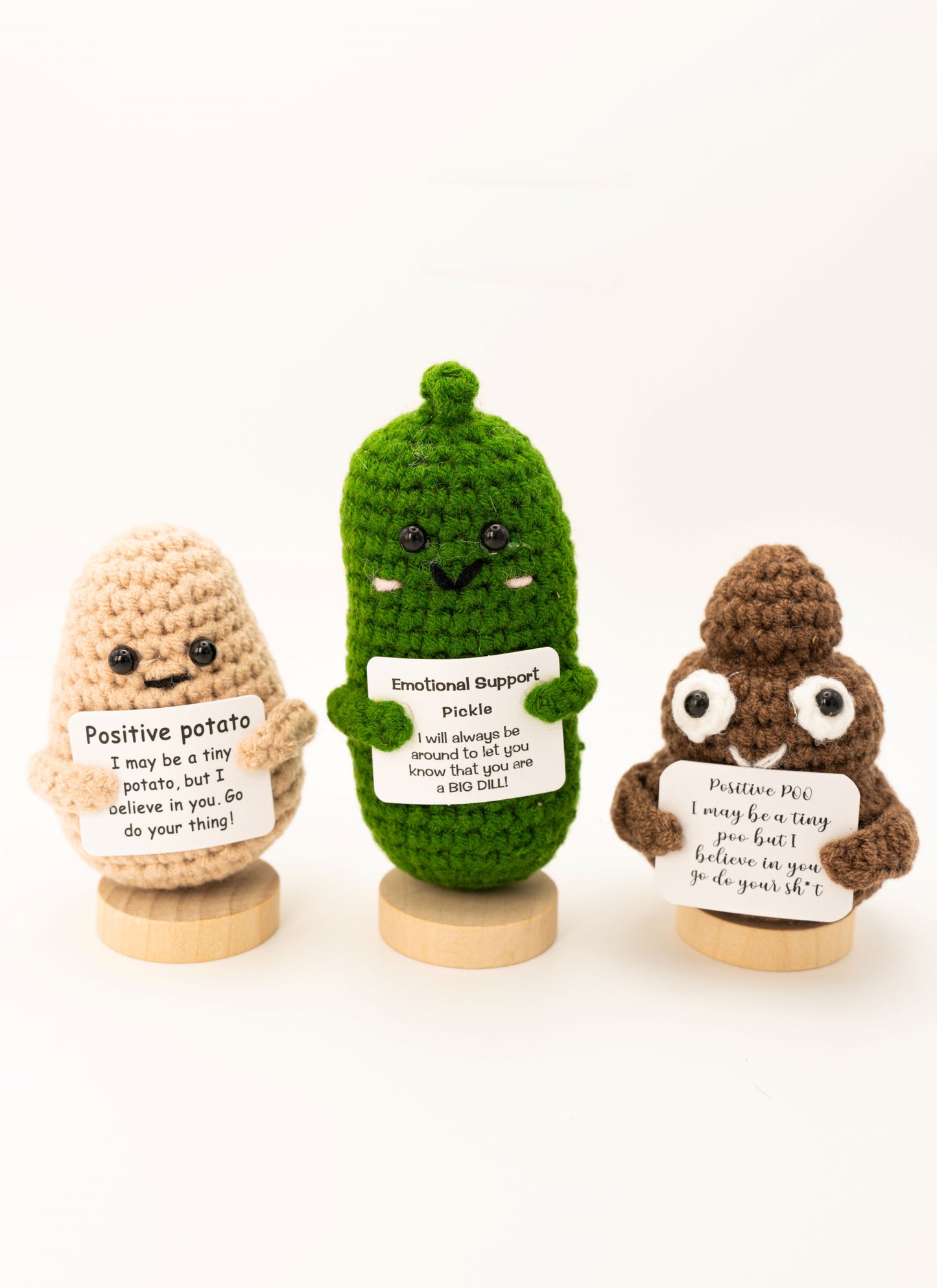 Cute Handmade Positive Crochet Potato with Stand, Positive Desk Buddies, Handmade Cute Pick-Me-Up Gift, Mental Health Support Gag Gift