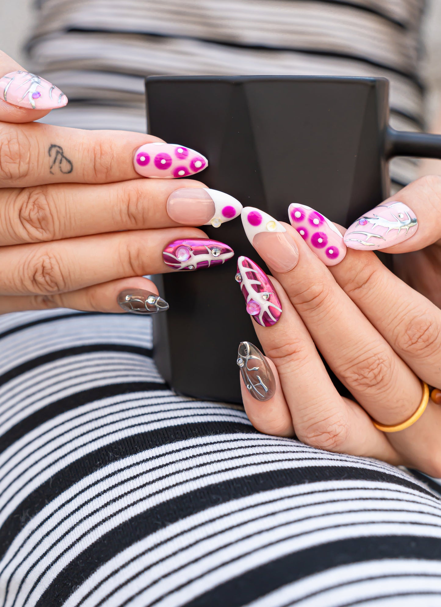 Whimsical Pink and Purple Press On Nails|Cute Nails|Beach Nails|Summer Nail|Nail Designs|False Nail|Elegant Nail|Classy Nail|Trendy Nail