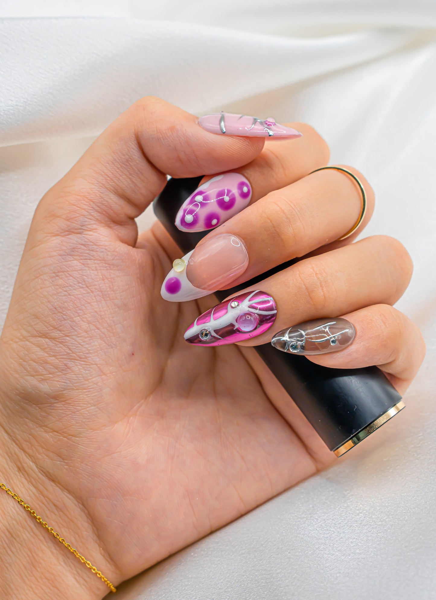 Whimsical Pink and Purple Press On Nails|Cute Nails|Beach Nails|Summer Nail|Nail Designs|False Nail|Elegant Nail|Classy Nail|Trendy Nail