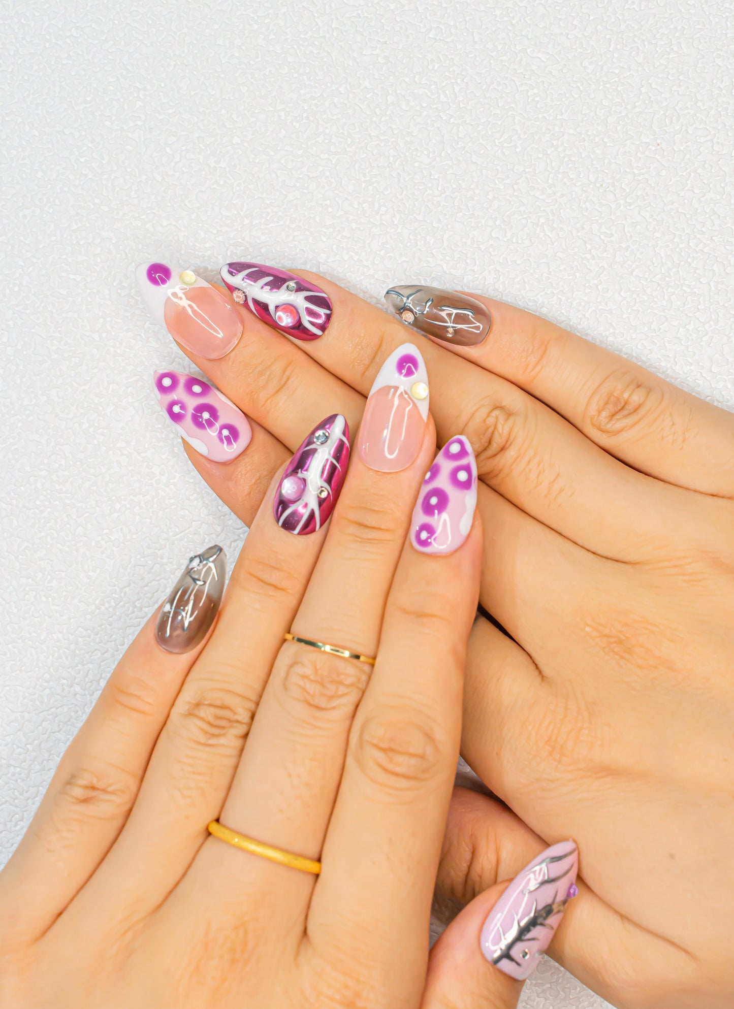 Whimsical Pink and Purple Press On Nails|Cute Nails|Beach Nails|Summer Nail|Nail Designs|False Nail|Elegant Nail|Classy Nail|Trendy Nail