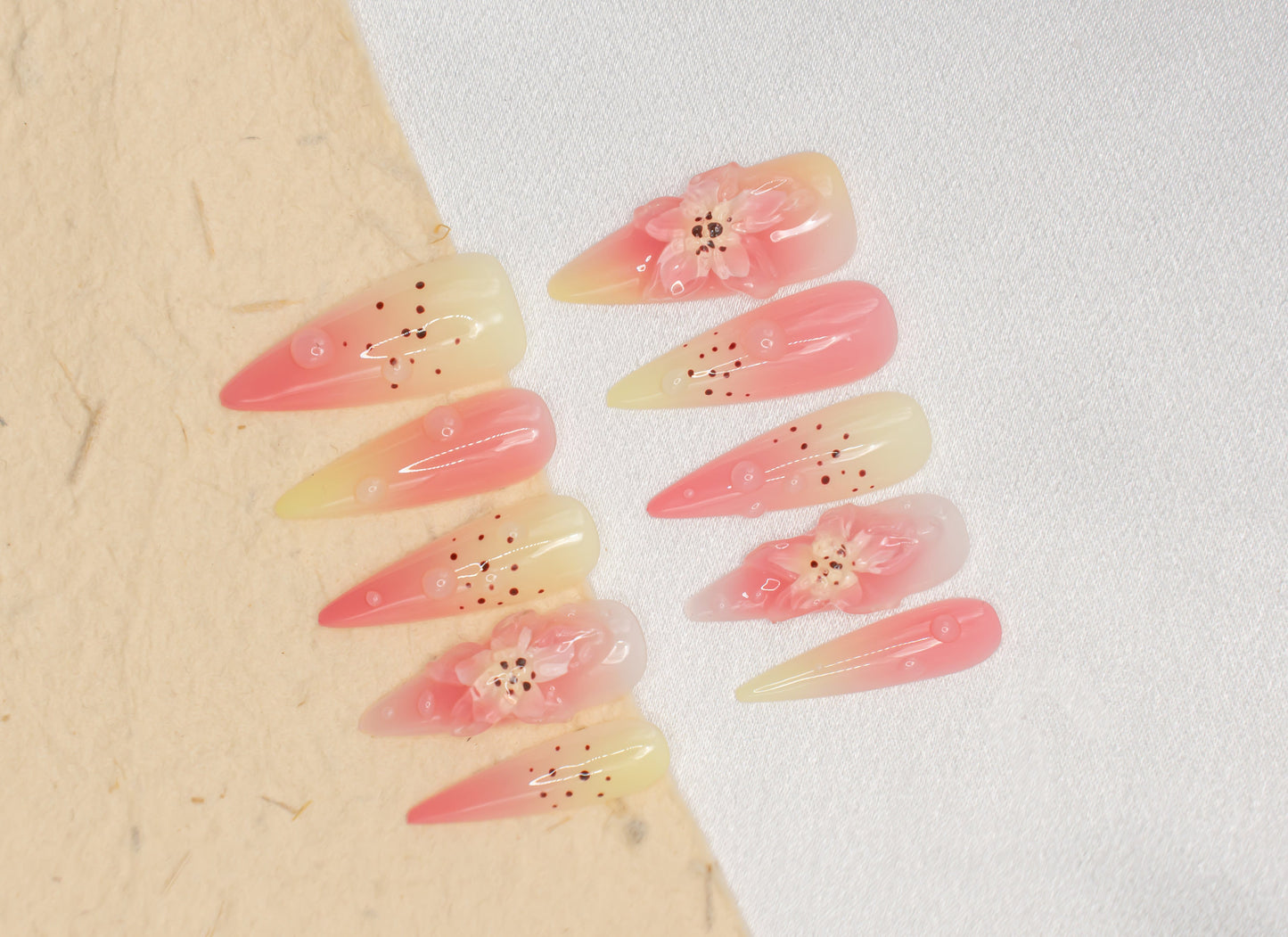 3D Orchid Press on Nails|Cute Nails|Beach Nails|Nail Designs|False Nails|Elegant Nails|Summer Nail|Colorful Nail|Ombre Nail|Trendy Nails