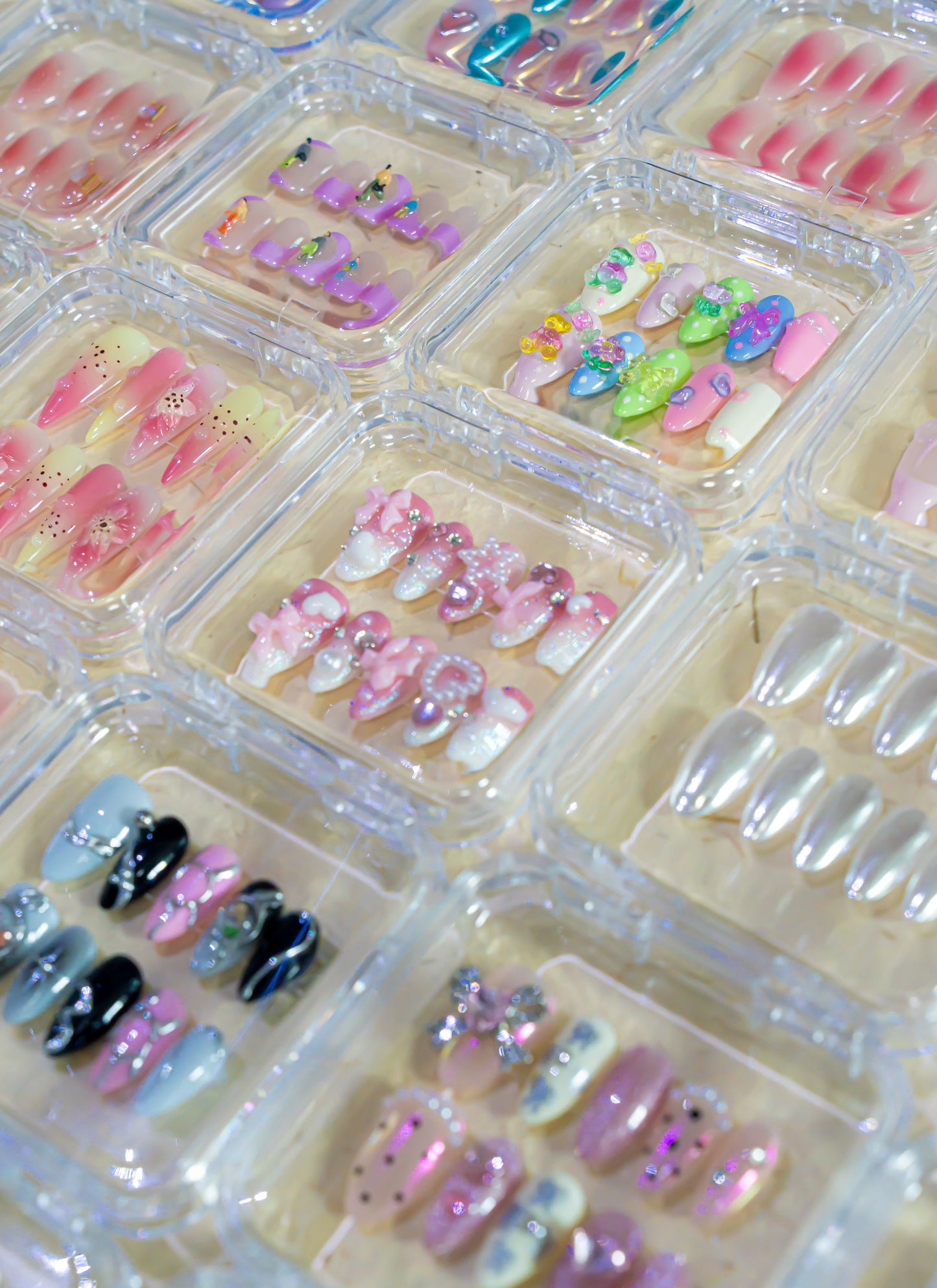 3 Sets Mystery Box Randomly Picked Nails Surprise Box|Hand Made Press on Nails|Long Acrylic Reusable Premium False Nails|Gel Trendy Nails