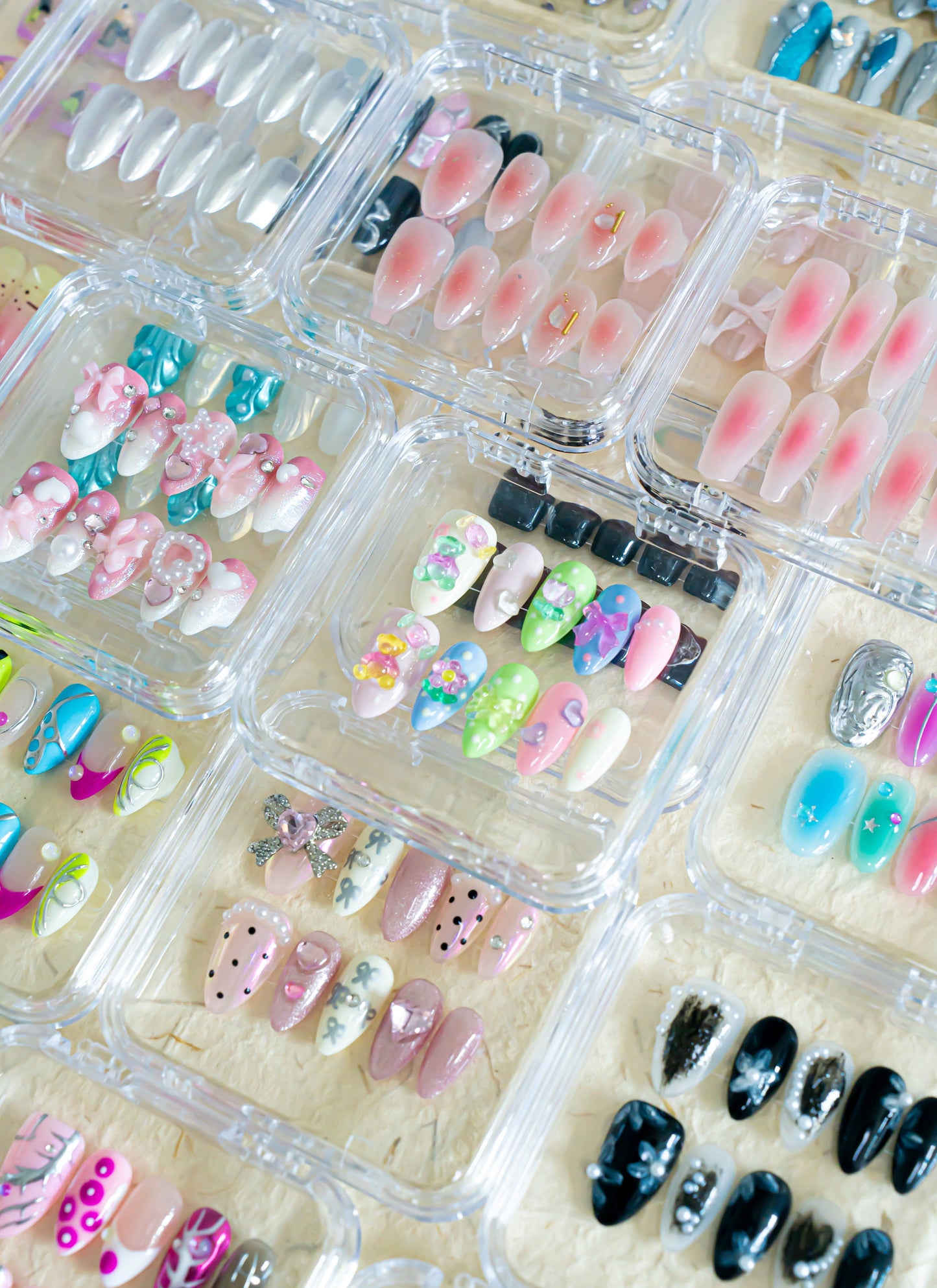 3 Sets Mystery Box Randomly Picked Nails Surprise Box|Hand Made Press on Nails|Long Acrylic Reusable Premium False Nails|Gel Trendy Nails