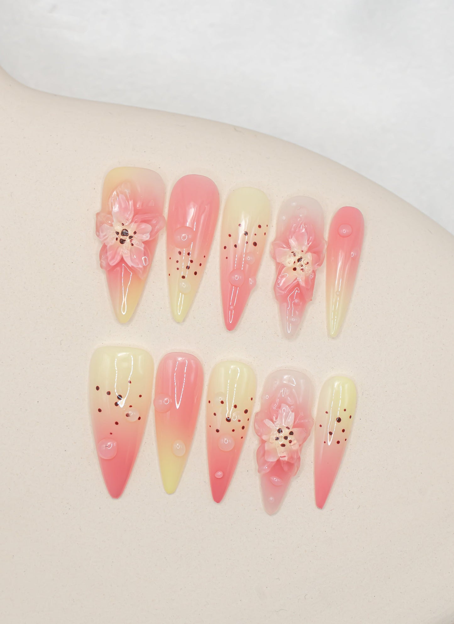 3D Orchid Press on Nails|Cute Nails|Beach Nails|Nail Designs|False Nails|Elegant Nails|Summer Nail|Colorful Nail|Ombre Nail|Trendy Nails