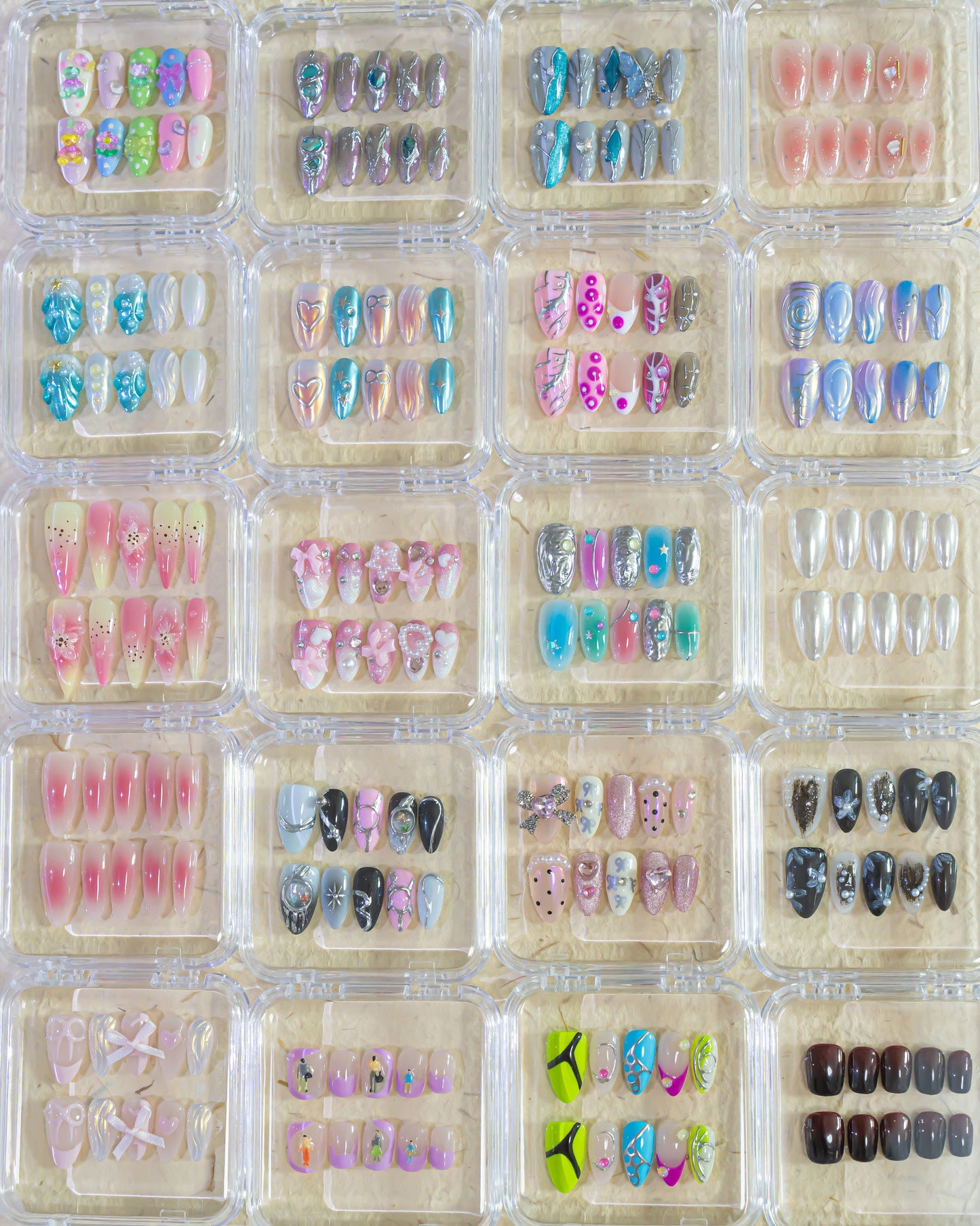3 Sets Mystery Box Randomly Picked Nails Surprise Box|Hand Made Press on Nails|Long Acrylic Reusable Premium False Nails|Gel Trendy Nails