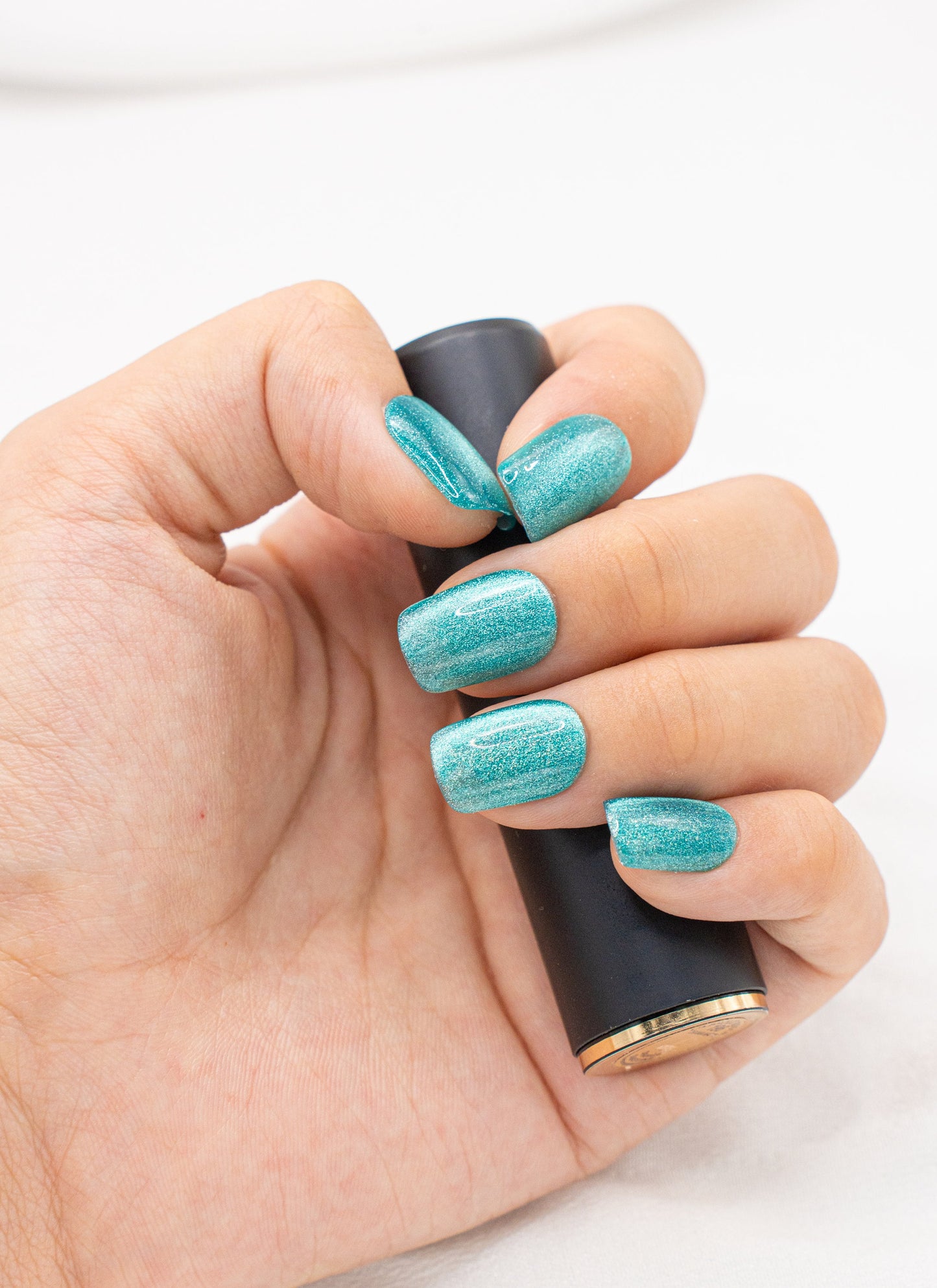 Natural Nails|Classy Nails|Summer Nails|Mystic Teal Shimmer Cat Eye Nails|Ocean Nails|Sea Nails|Mermaid Nails|Glass Nails|Short Square Nails