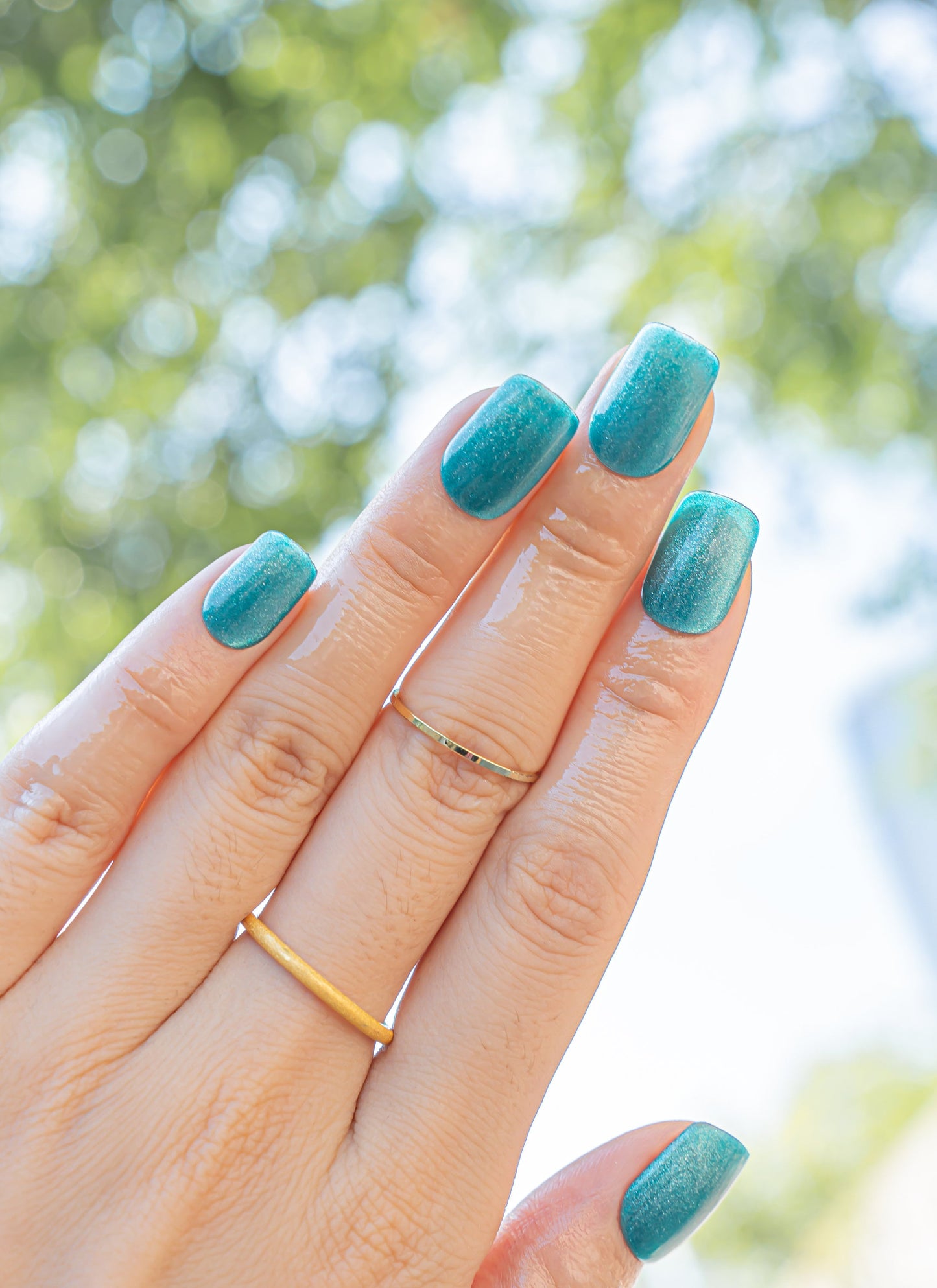 Natural Nails|Classy Nails|Summer Nails|Mystic Teal Shimmer Cat Eye Nails|Ocean Nails|Sea Nails|Mermaid Nails|Glass Nails|Short Square Nails