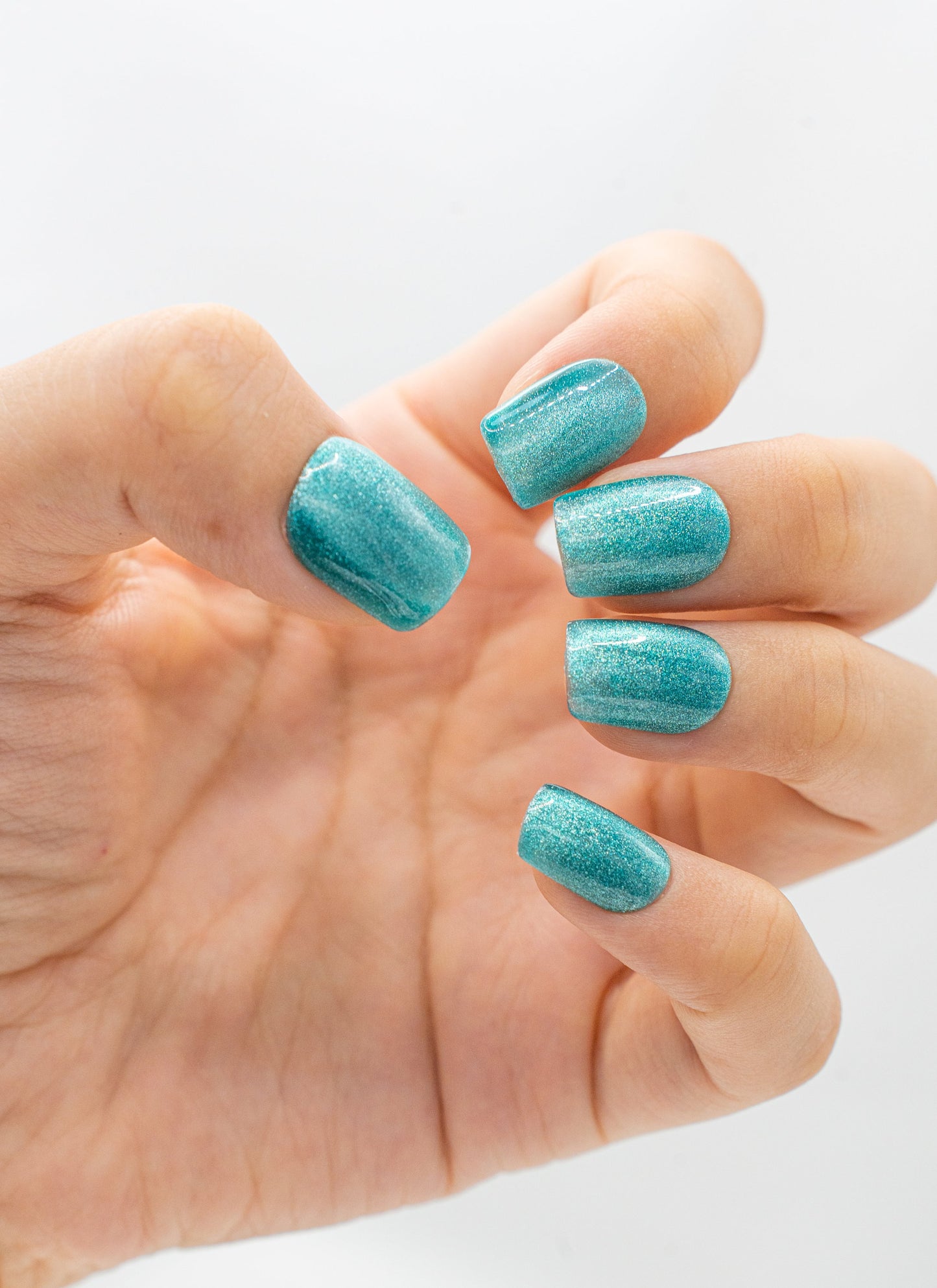 Natural Nails|Classy Nails|Summer Nails|Mystic Teal Shimmer Cat Eye Nails|Ocean Nails|Sea Nails|Mermaid Nails|Glass Nails|Short Square Nails