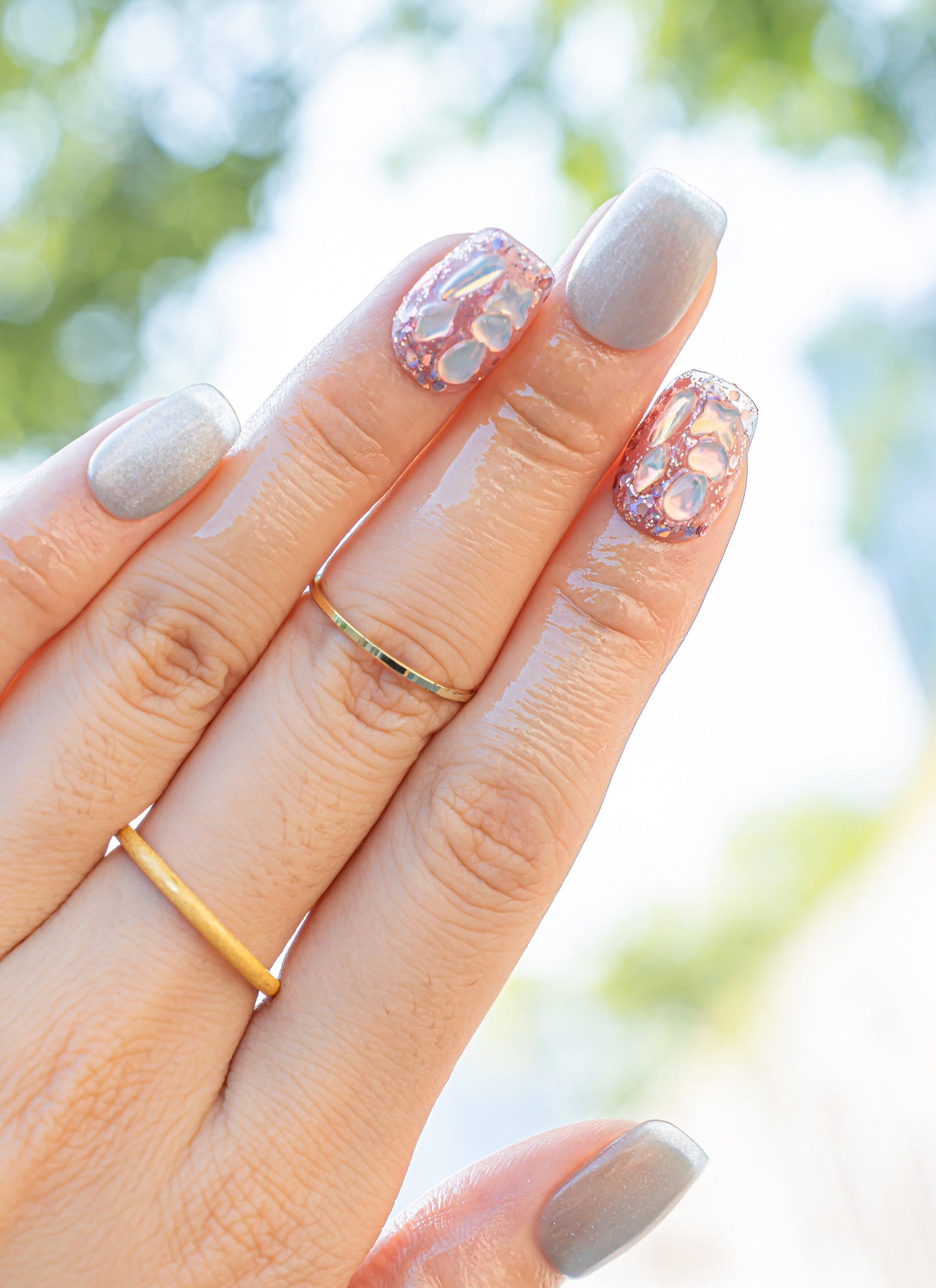 Elegant Nails|Fall Nails|3D Nails|Cat Eye Nails|Crystal Nails|Glass Nails|Beige Nails|Short Square Nails|Trendy Nails|False Nail