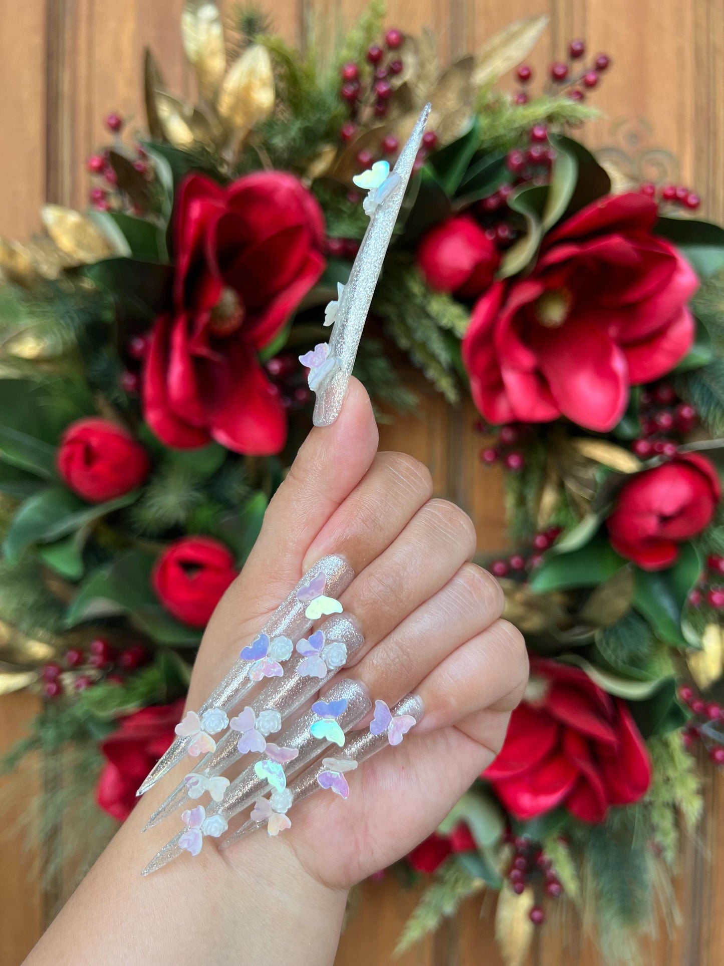 Butterfly Nails|Clear Nails|Long Nails|Cute Nails|Nail Designs|False Nails|Elegant Nails|Summer Nails|Long Stiletto Nails|Halloween Nails