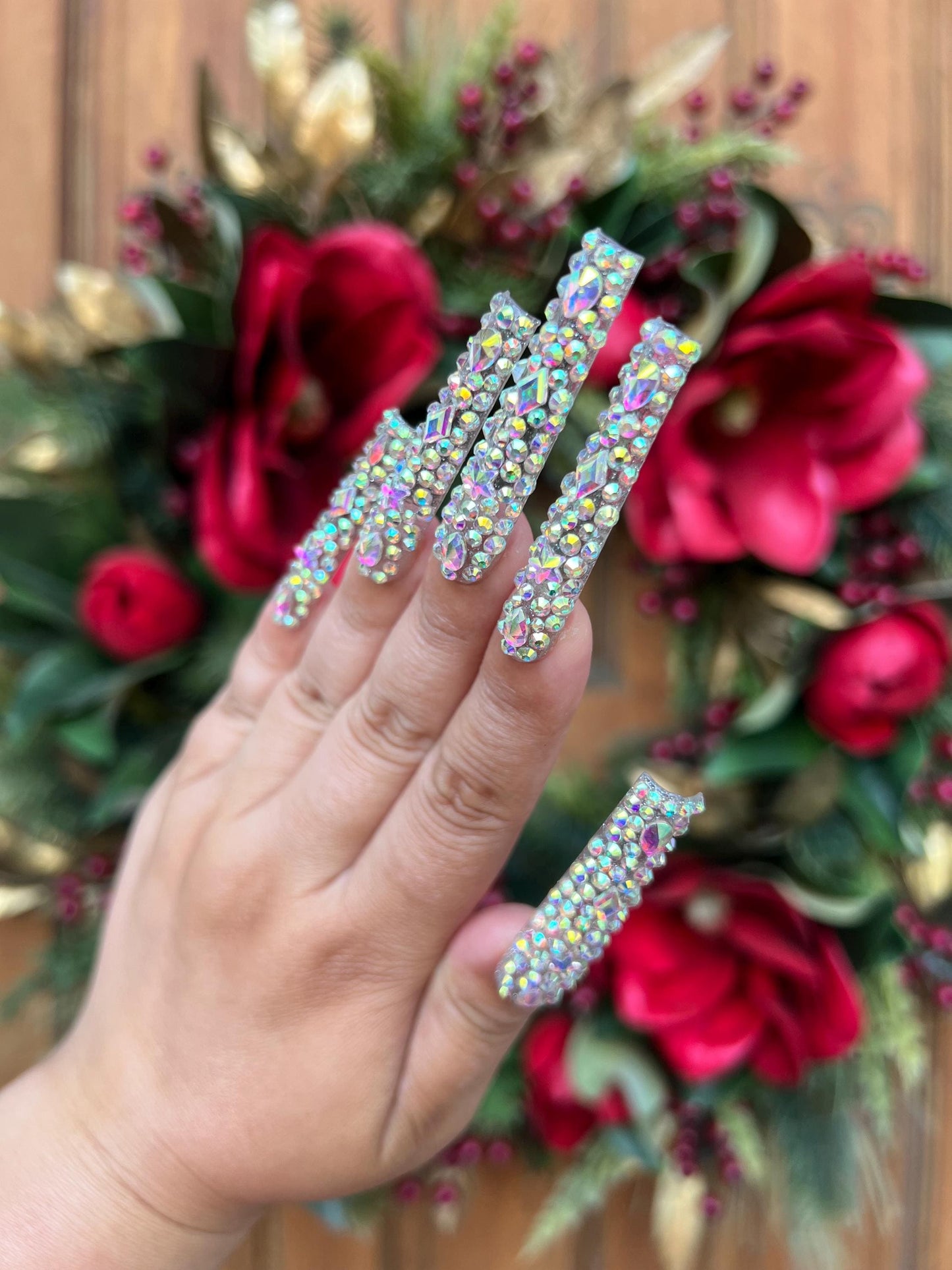 Dazzling Gala Glitter Rhinestone Press on Nails|Cute Nail|Nail Designs|False Nails|Elegant Nails|Summer Nail|Crystal nails|Trendy Nails