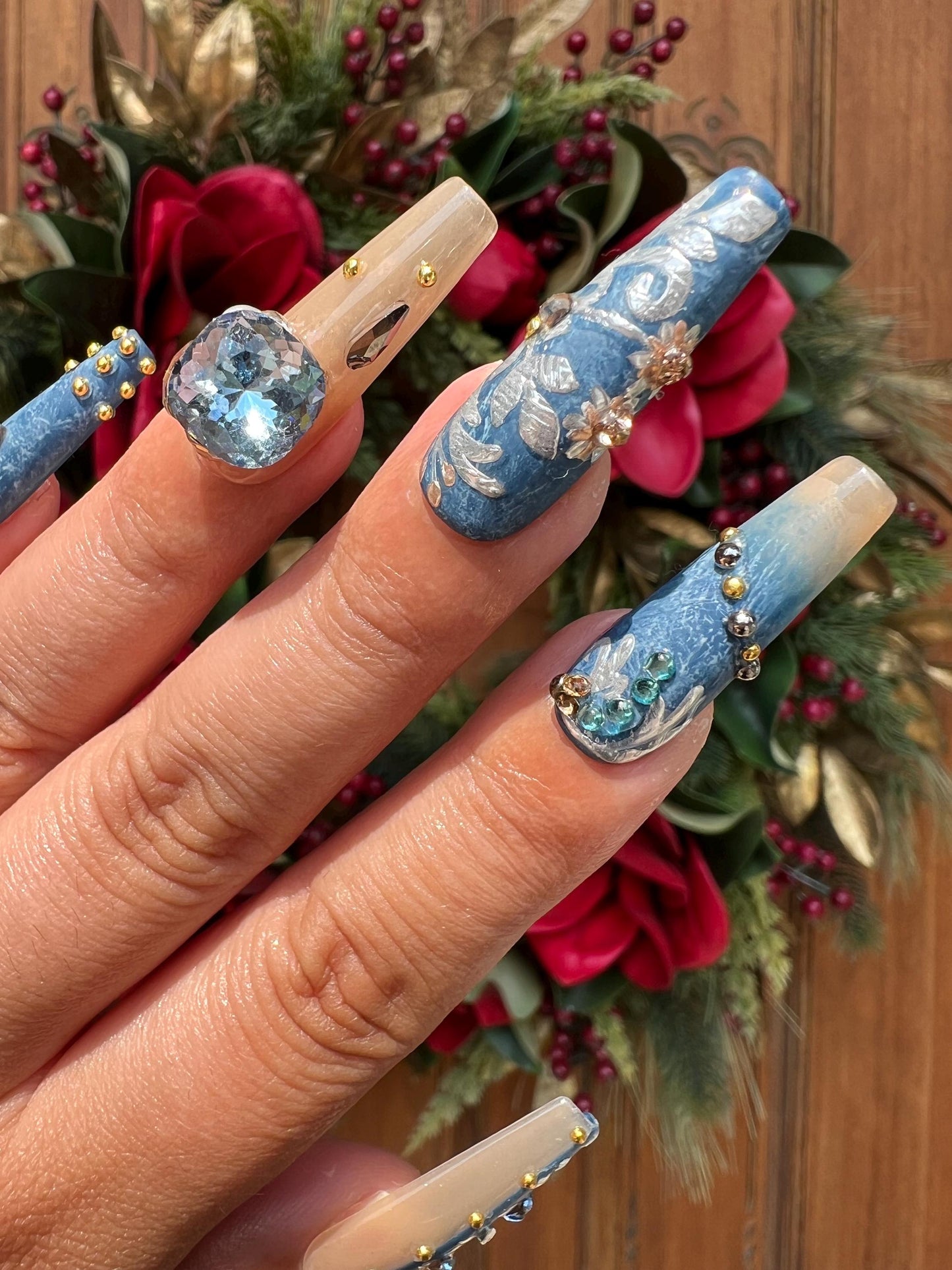 Cute Nails|Blue Ocean Nails|Mermaid Nails|Flower Nail|Nail Designs|False Nails|Elegant Nails|Classy Nails|Summer Nail|Nail Art|Trendy Nail
