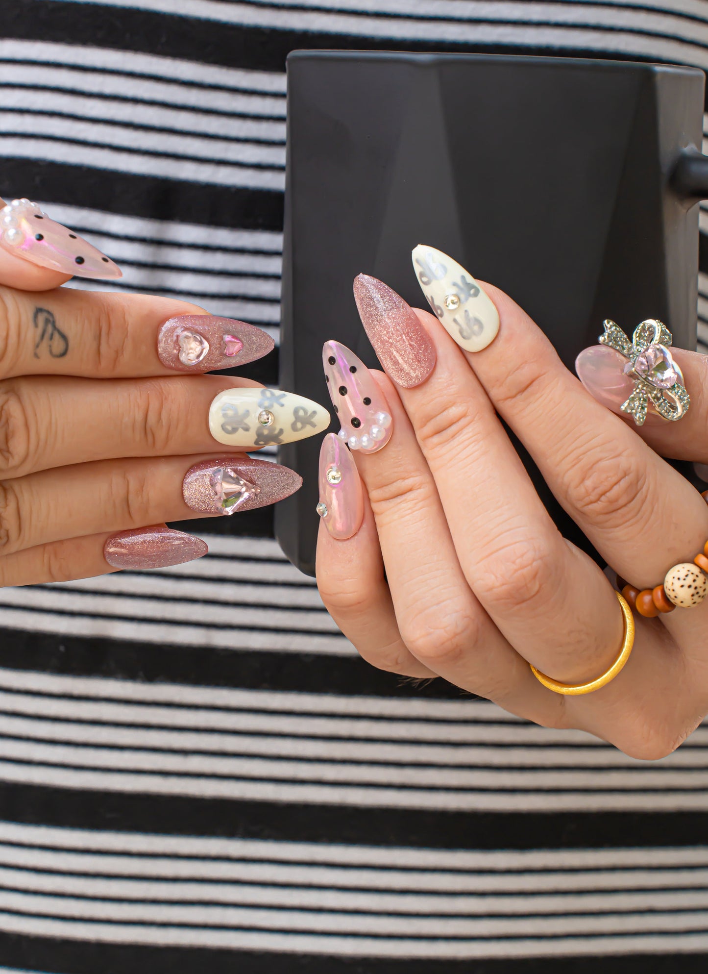 Cute Pink Bow Nail|Cute Nail|Summer Nail|Nail Designs|False Nail|Elegant Nail|Classy Nail|Free Style|Trendy Nail|Pearl Nail