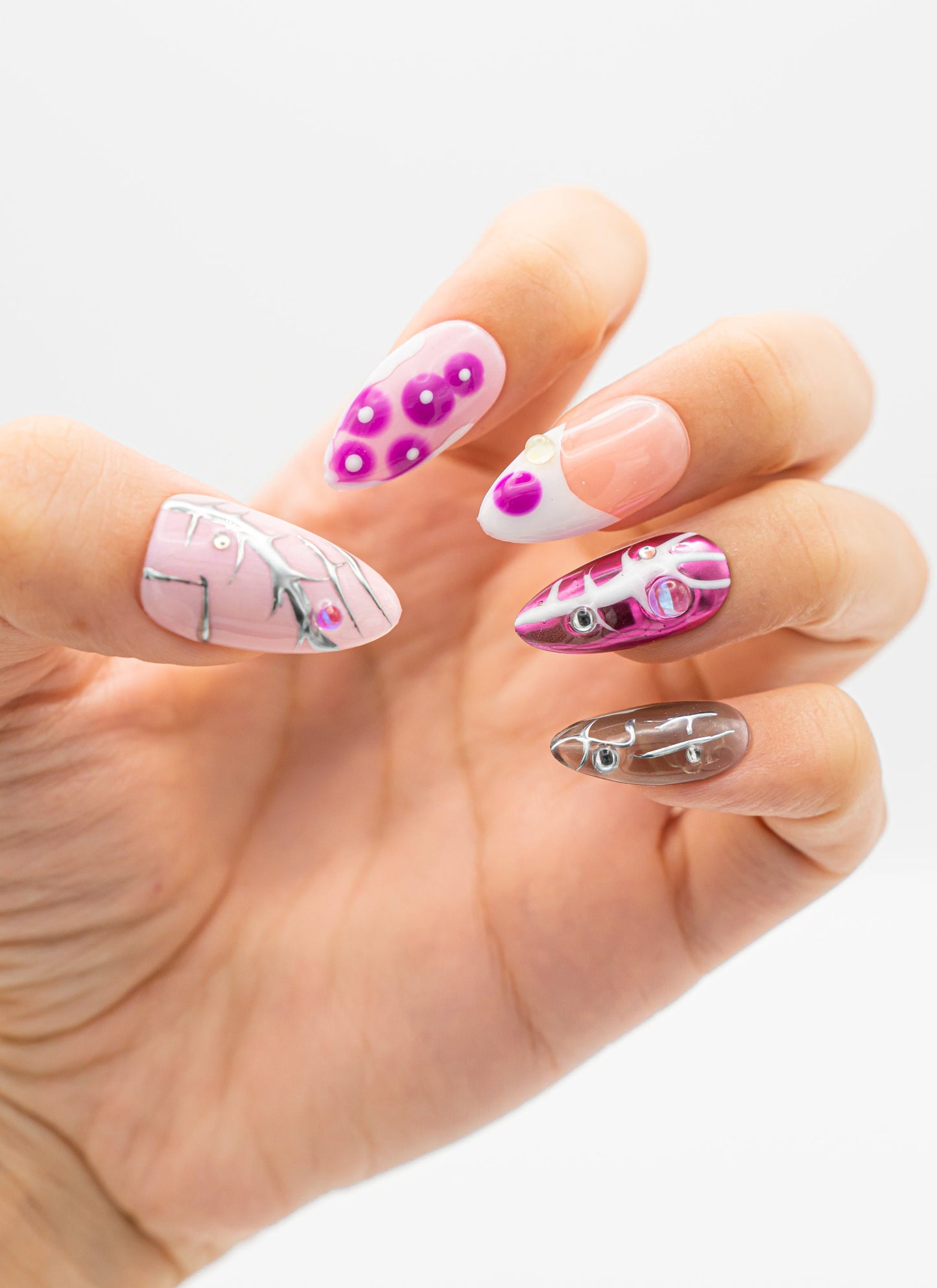 Whimsical Pink and Purple Press On Nails|Cute Nails|Beach Nails|Summer Nail|Nail Designs|False Nail|Elegant Nail|Classy Nail|Trendy Nail