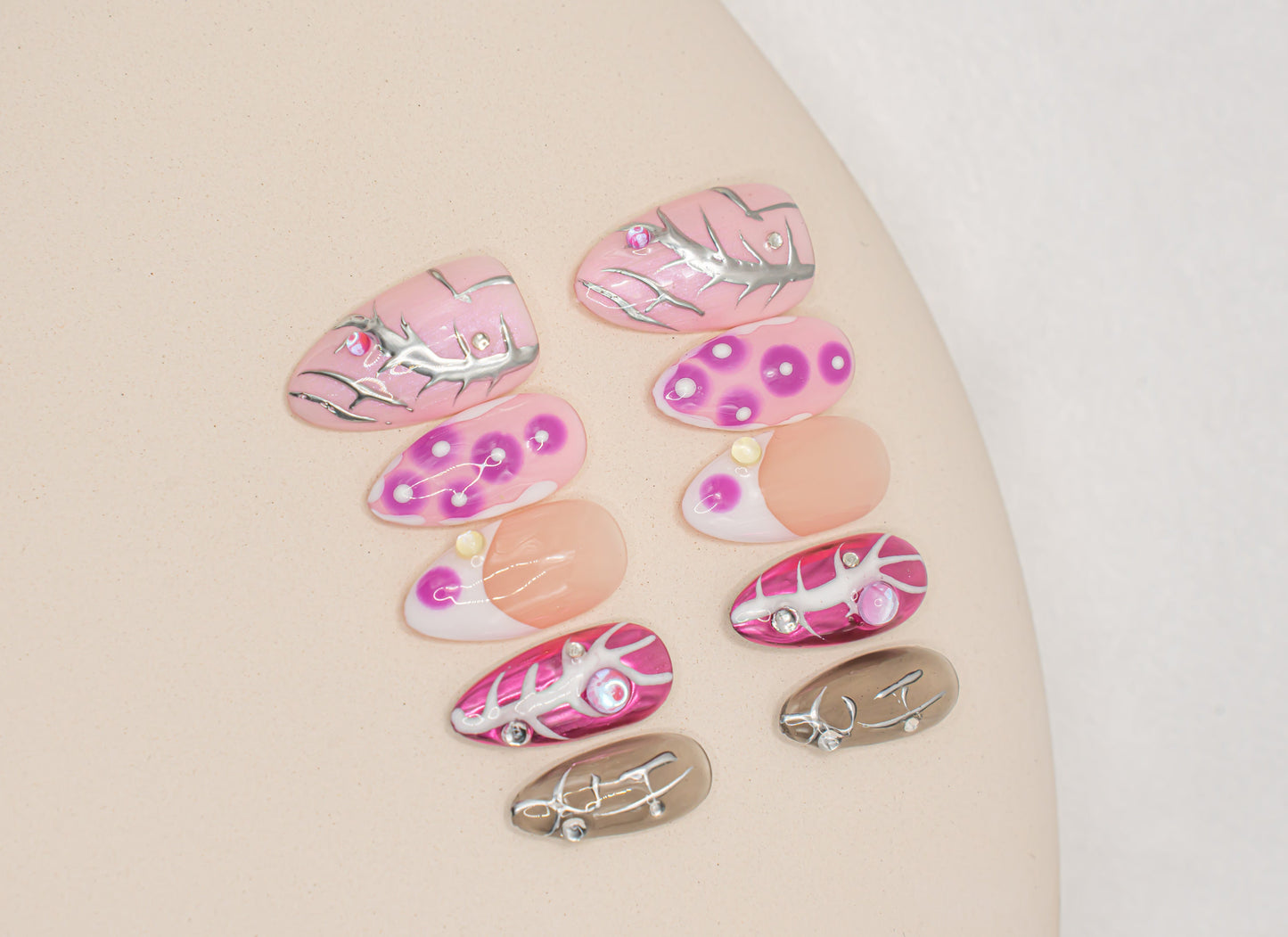 Whimsical Pink and Purple Press On Nails|Cute Nails|Beach Nails|Summer Nail|Nail Designs|False Nail|Elegant Nail|Classy Nail|Trendy Nail