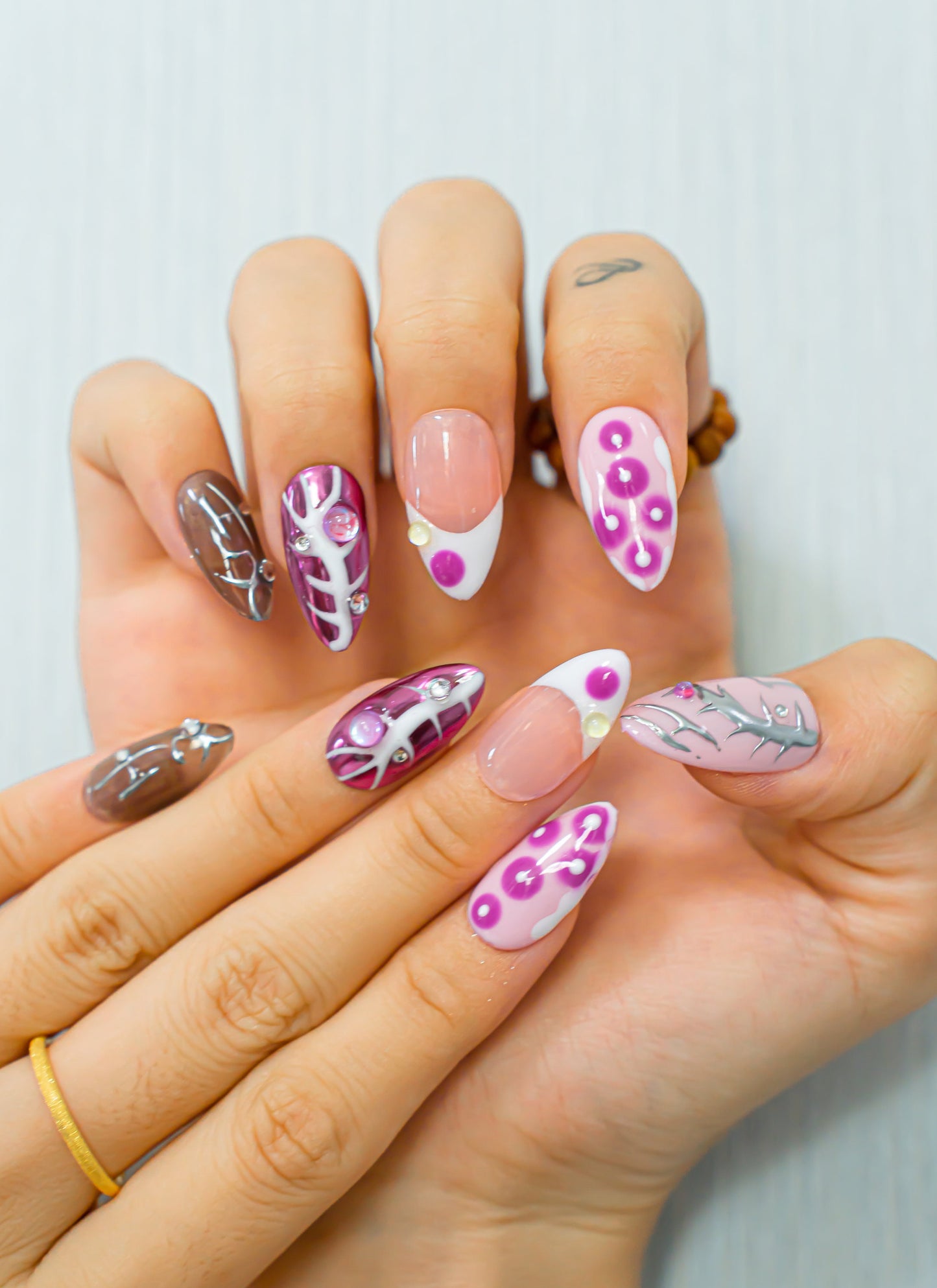 Whimsical Pink and Purple Press On Nails|Cute Nails|Beach Nails|Summer Nail|Nail Designs|False Nail|Elegant Nail|Classy Nail|Trendy Nail