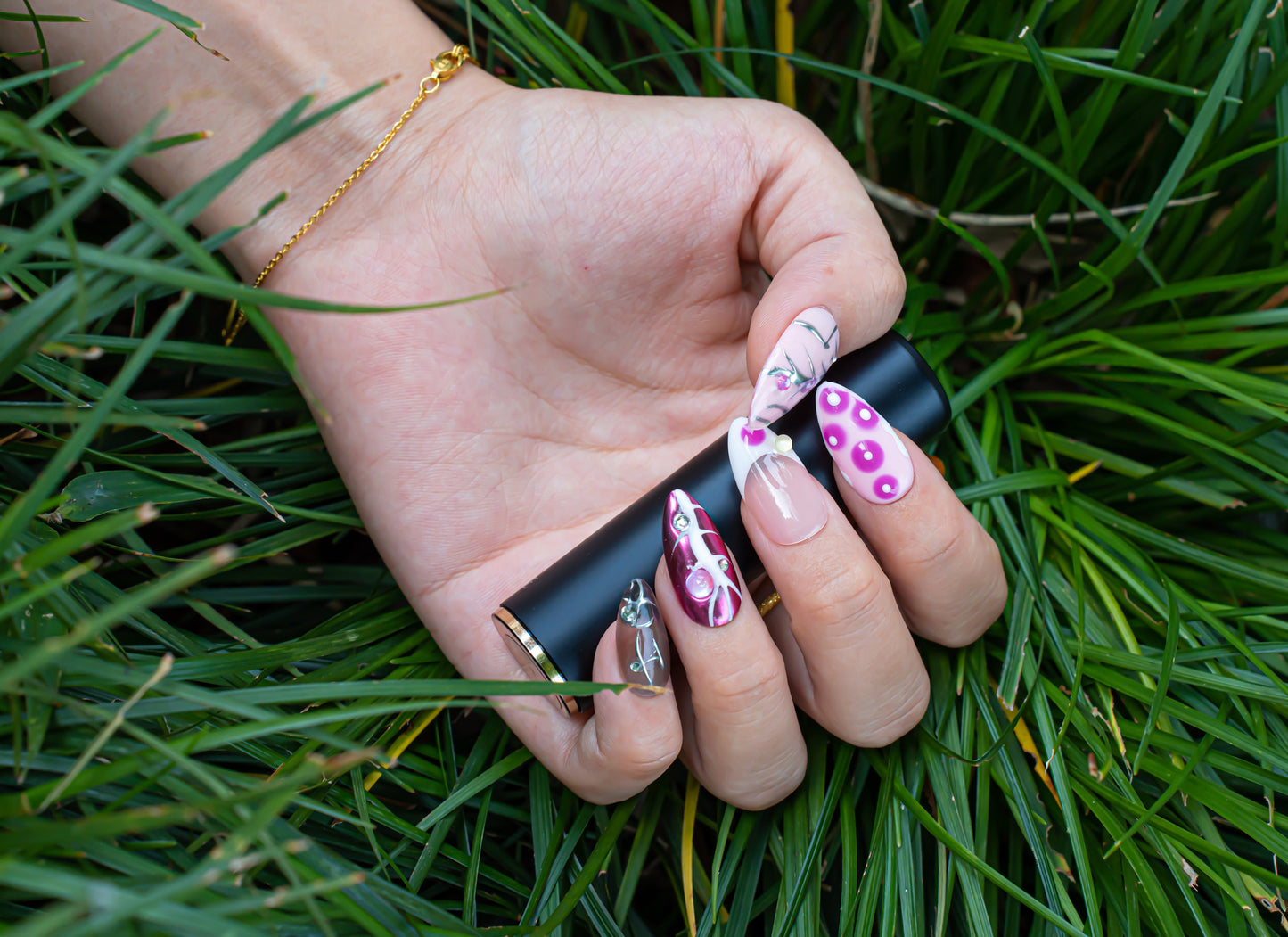 Whimsical Pink and Purple Press On Nails|Cute Nails|Beach Nails|Summer Nail|Nail Designs|False Nail|Elegant Nail|Classy Nail|Trendy Nail