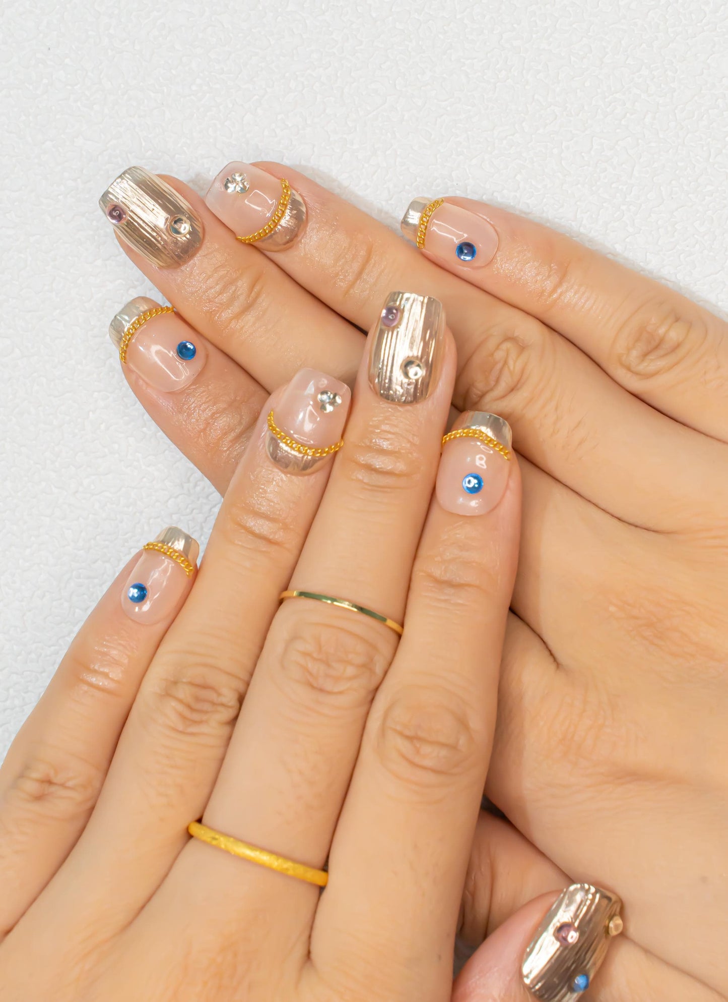 Elegant Nails|3D Nails|Gold Nails|Metallic Nails|Crystal Nails|Short Square Nails|Nails|Press On Nails|Gel Nails|Fake Nails|False Nails