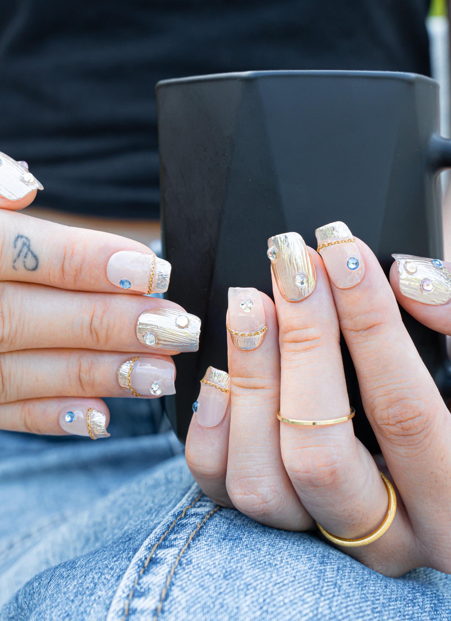 Elegant Nails|3D Nails|Gold Nails|Metallic Nails|Crystal Nails|Short Square Nails|Nails|Press On Nails|Gel Nails|Fake Nails|False Nails