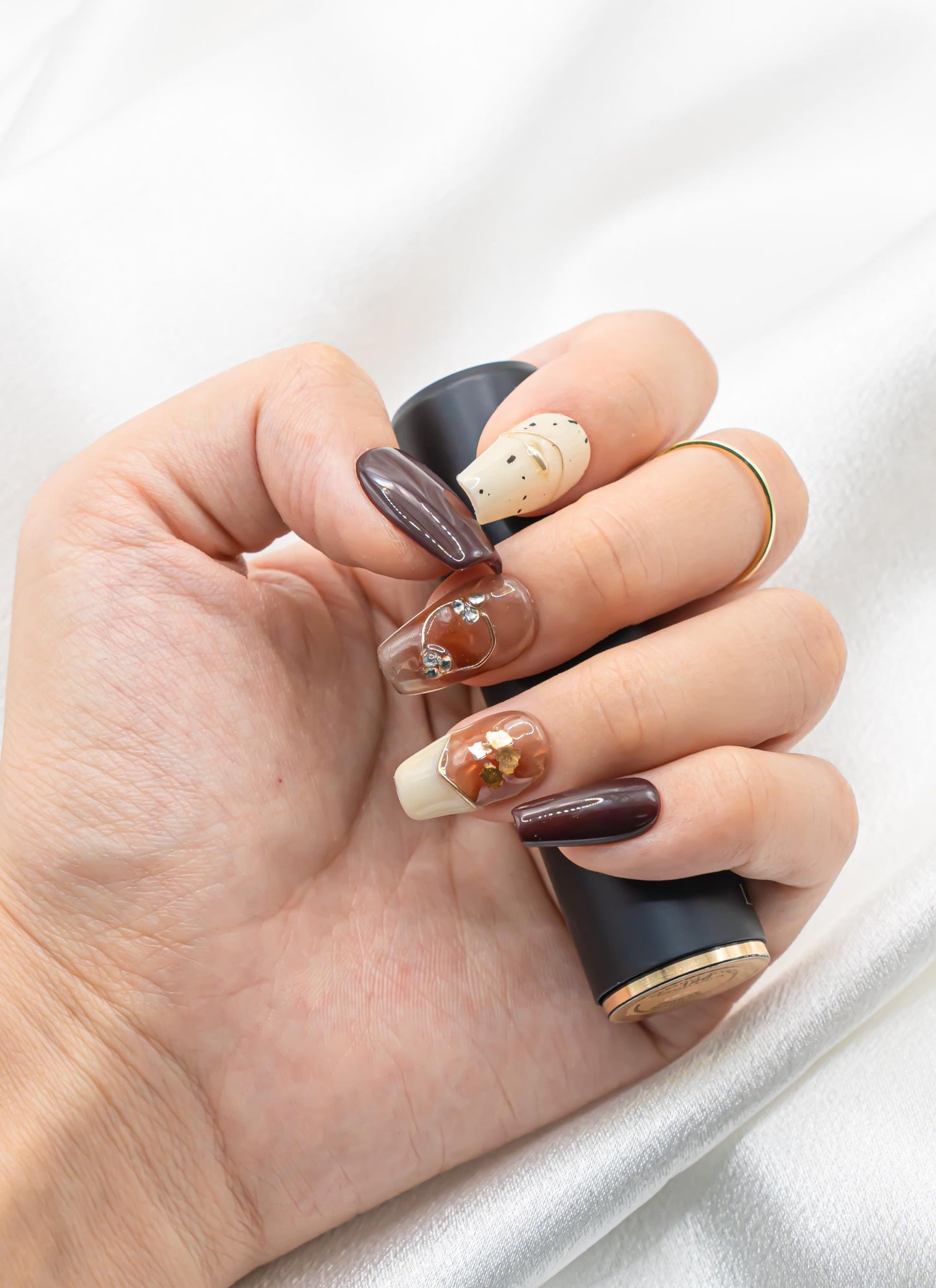 Elegance Nails|3D Nails|Fall Nails|Brown Nails|Marble Nails|Short Coffin Nail|Nails|Press On Nails|Gel Nails|Fake Nails|False Nails