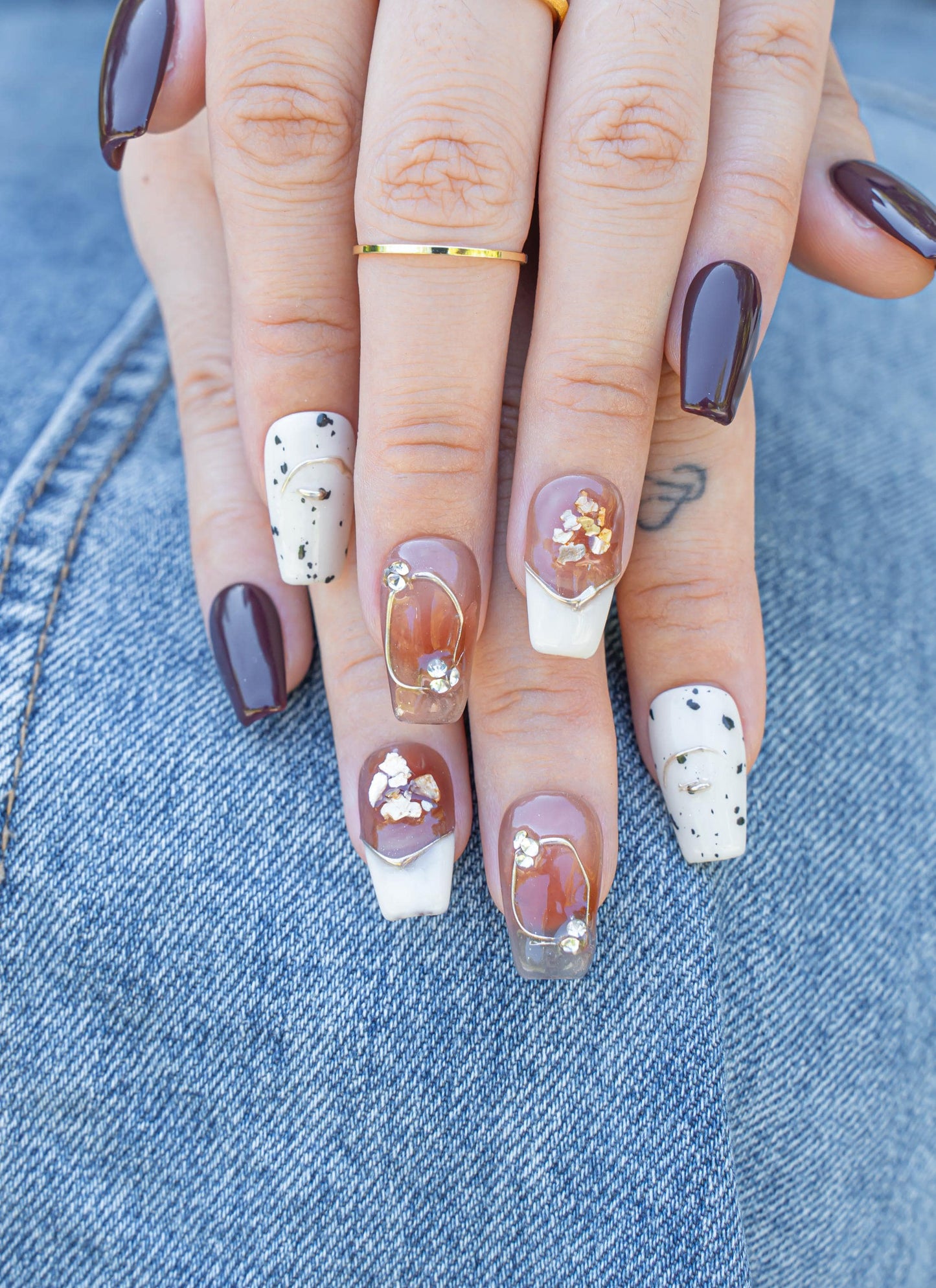 Elegance Nails|3D Nails|Fall Nails|Brown Nails|Marble Nails|Short Coffin Nail|Nails|Press On Nails|Gel Nails|Fake Nails|False Nails