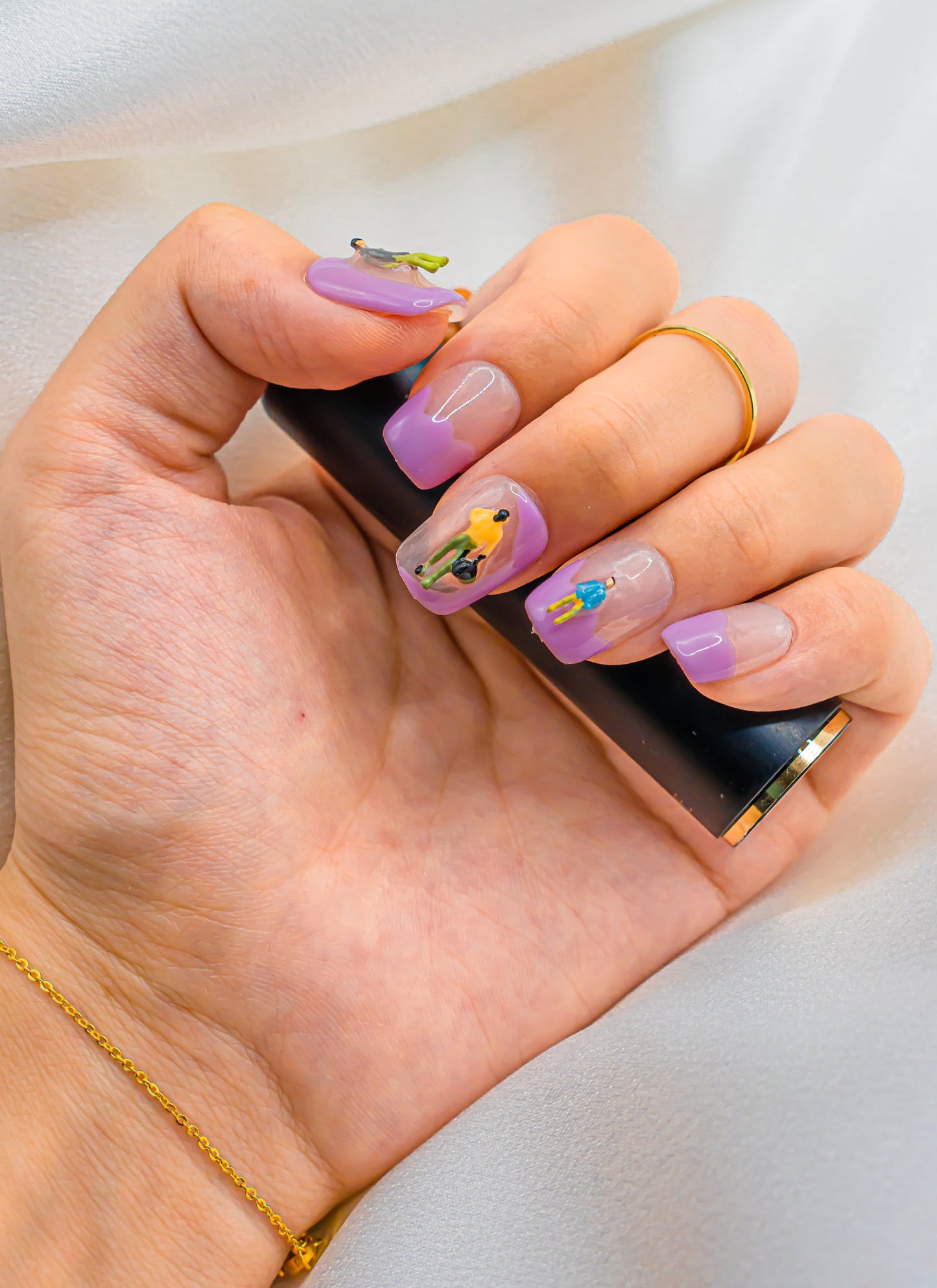 Character Nails|Short Square Nail|Cute Nail|Nail Designs|Nail Art|False Nails|Elegant Nails|Summer Nails|Classy Nails|French Tip Nails