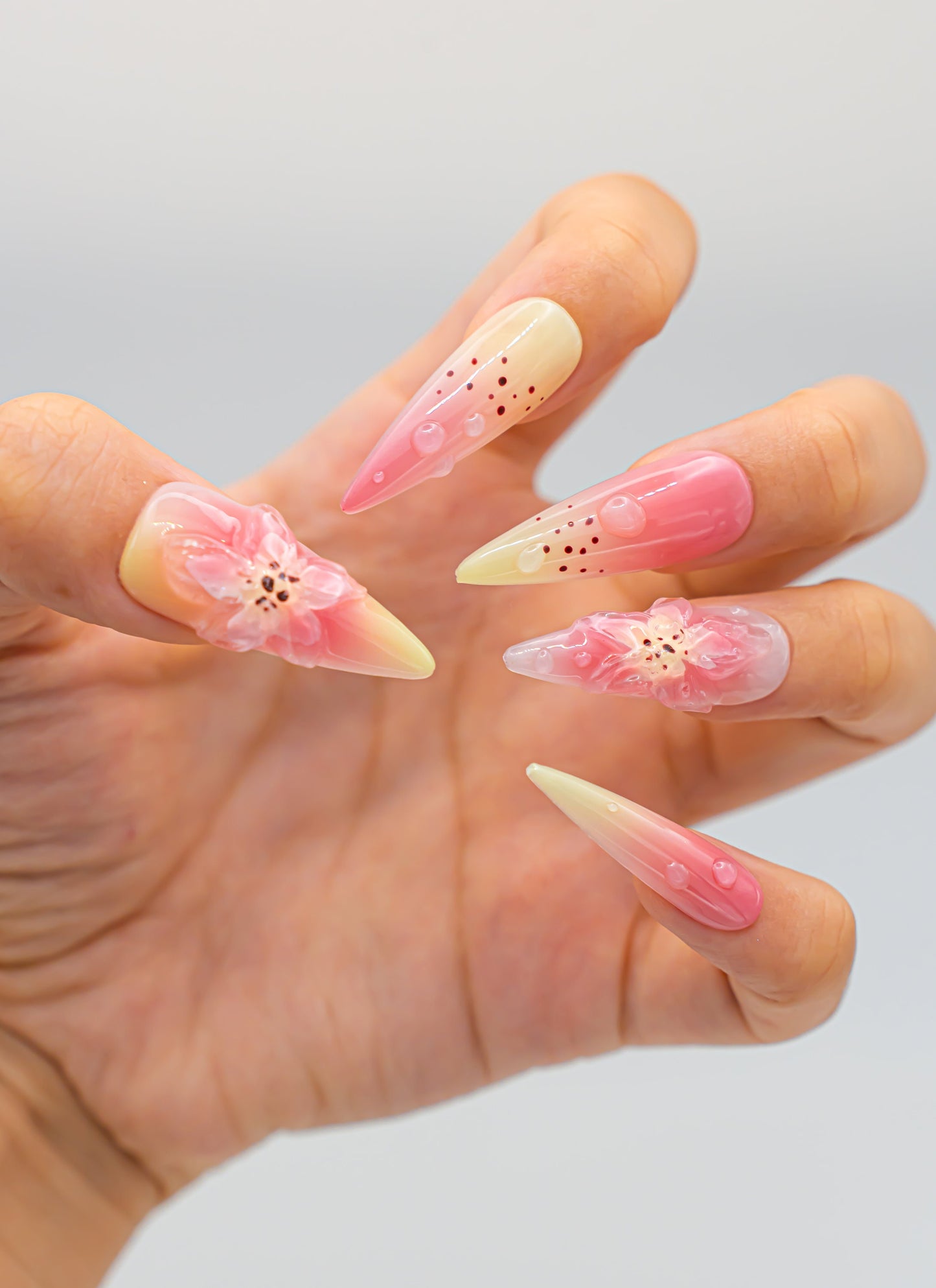 3D Orchid Press on Nails|Cute Nails|Beach Nails|Nail Designs|False Nails|Elegant Nails|Summer Nail|Colorful Nail|Ombre Nail|Trendy Nails