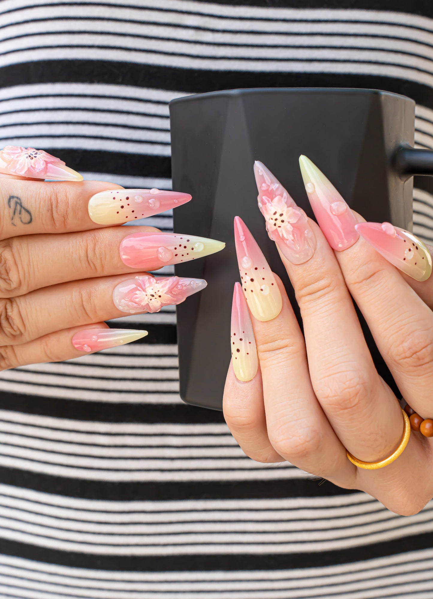 3D Orchid Press on Nails|Cute Nails|Beach Nails|Nail Designs|False Nails|Elegant Nails|Summer Nail|Colorful Nail|Ombre Nail|Trendy Nails