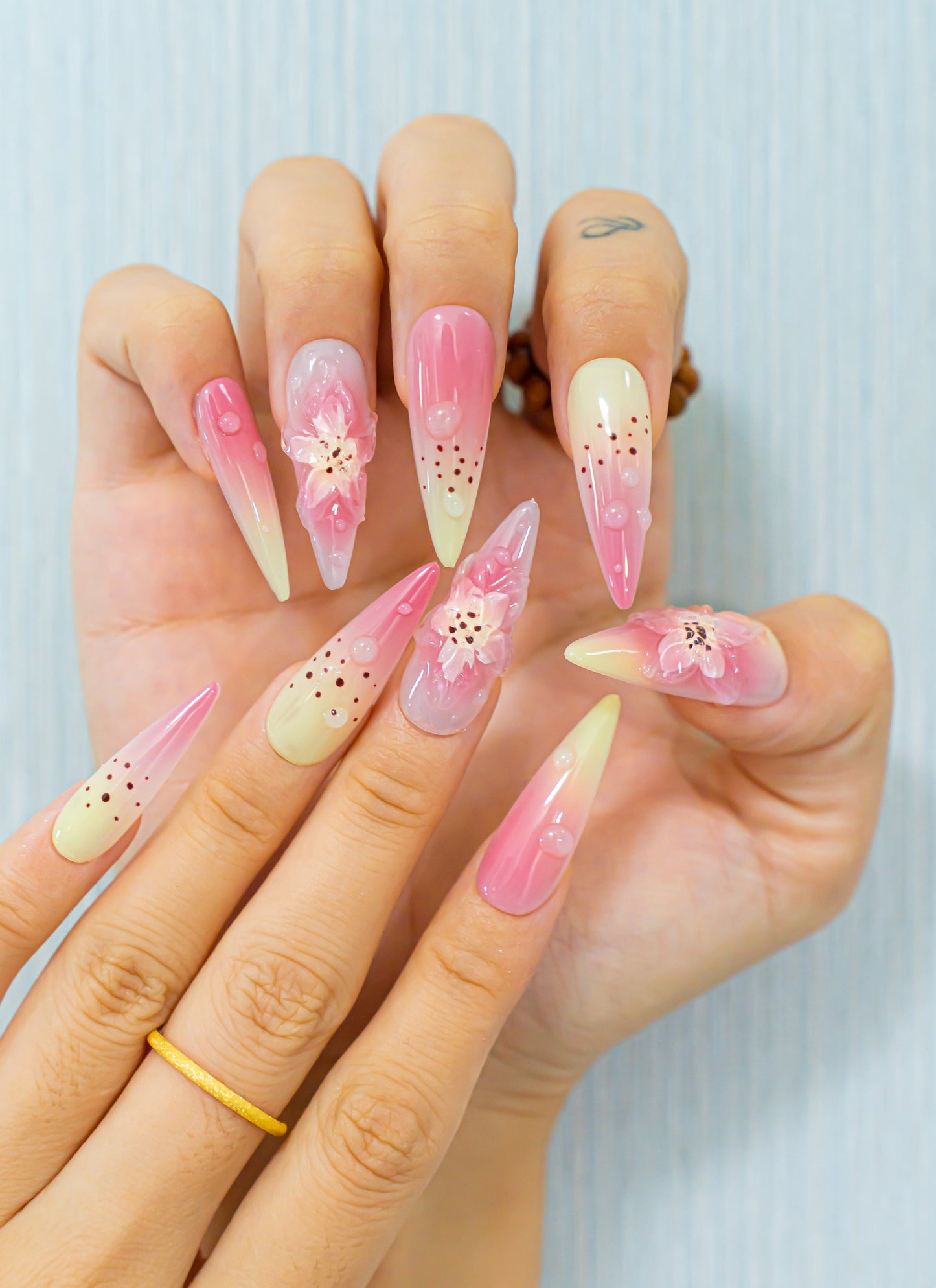 3D Orchid Press on Nails|Cute Nails|Beach Nails|Nail Designs|False Nails|Elegant Nails|Summer Nail|Colorful Nail|Ombre Nail|Trendy Nails